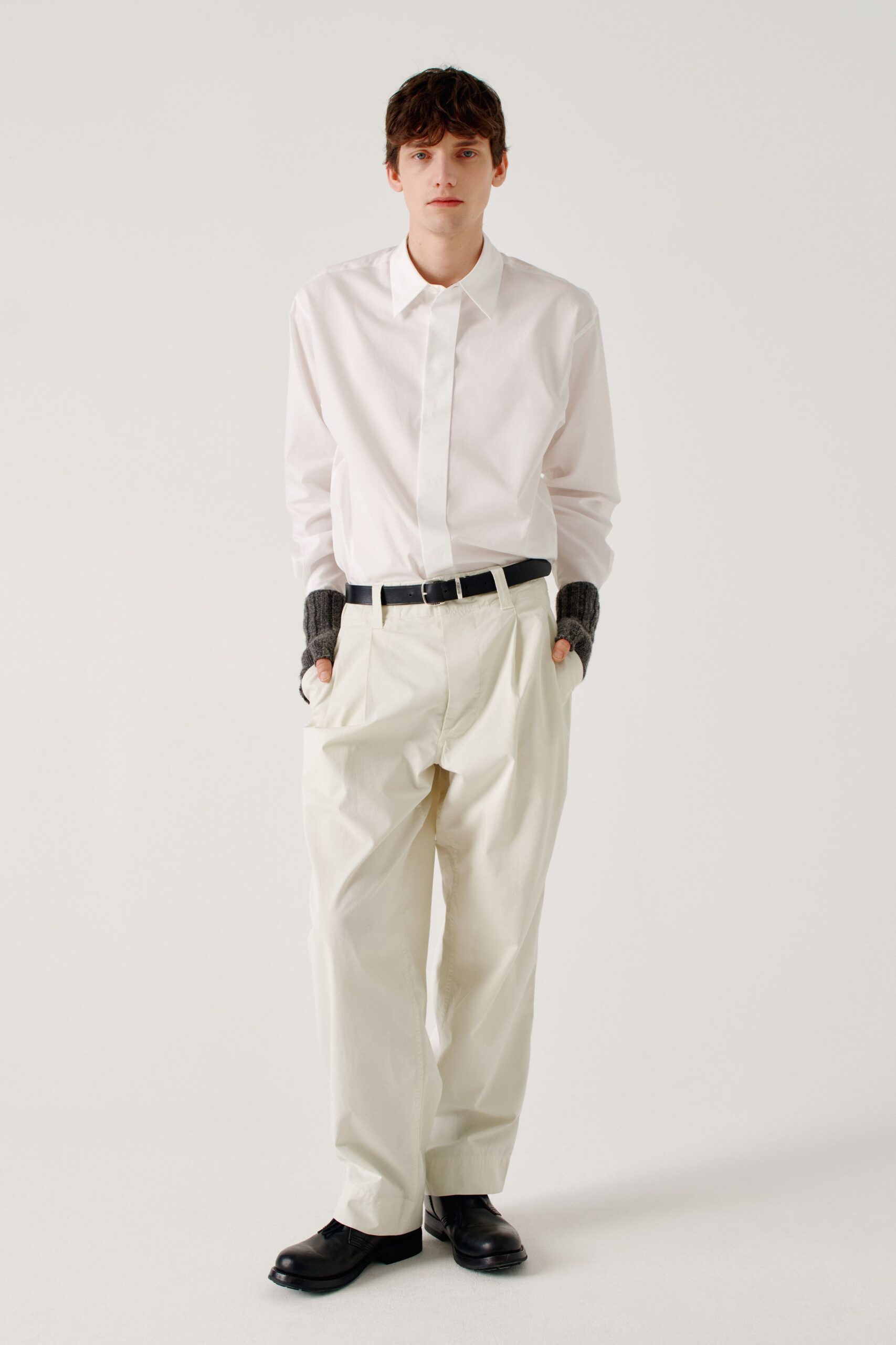 white shirt and relaxed pants