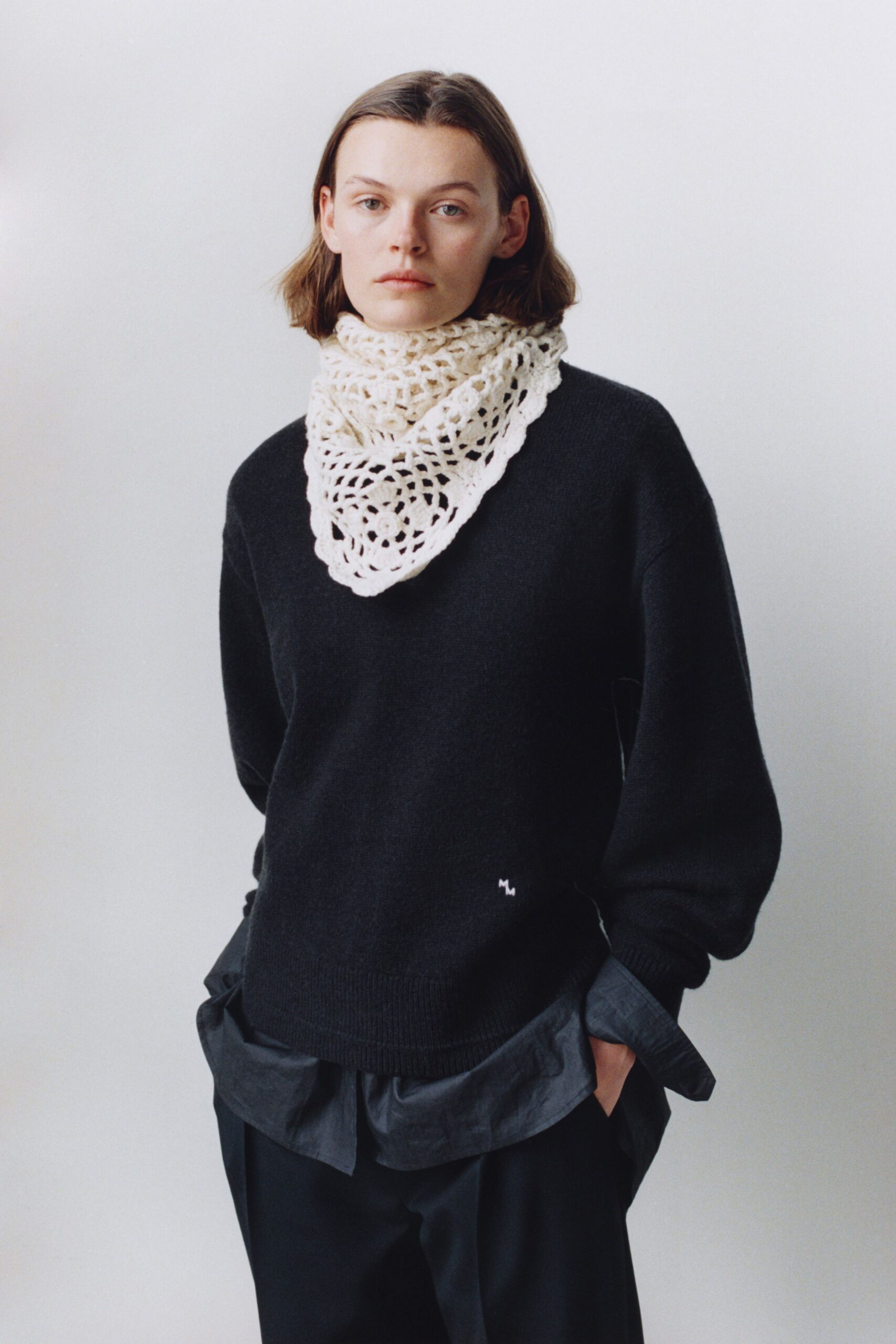 white crochet scarf