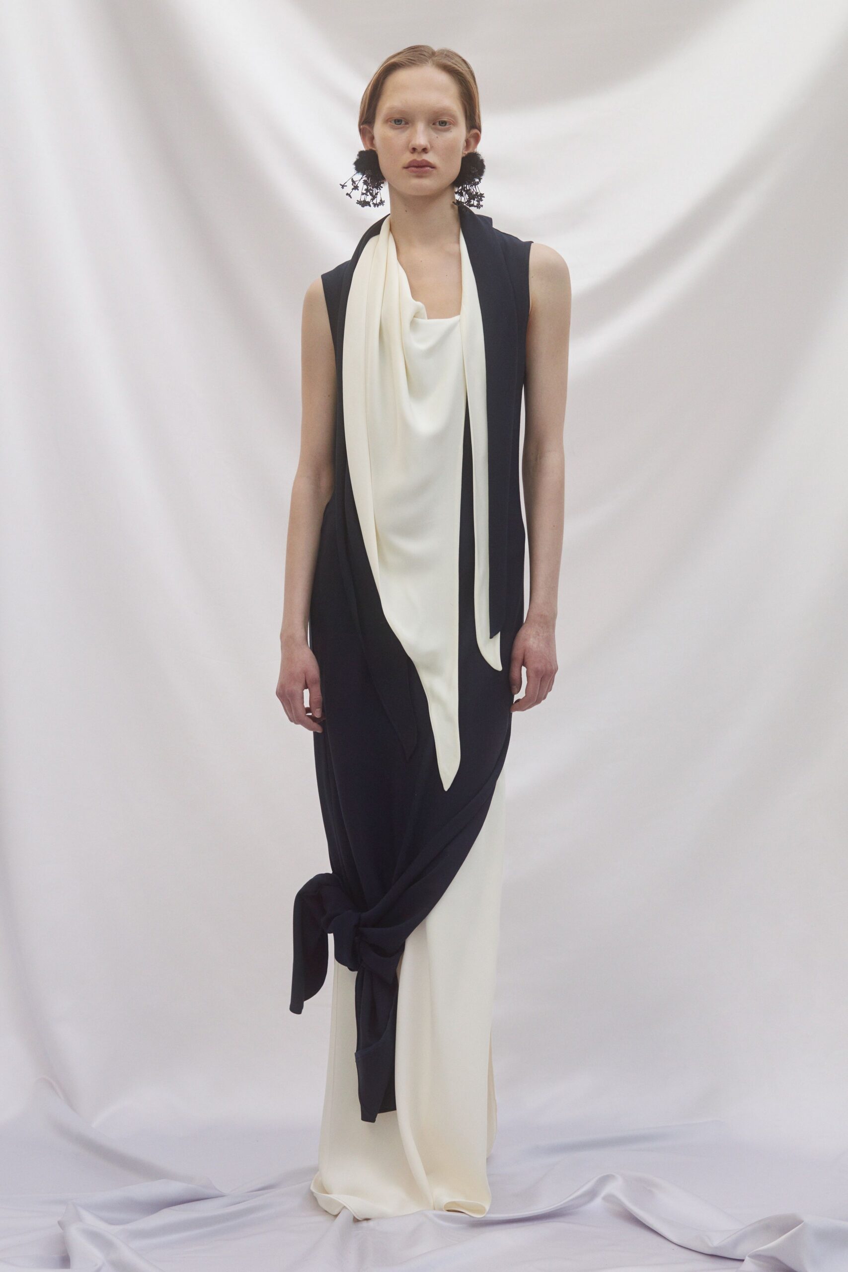 black and white silk gown