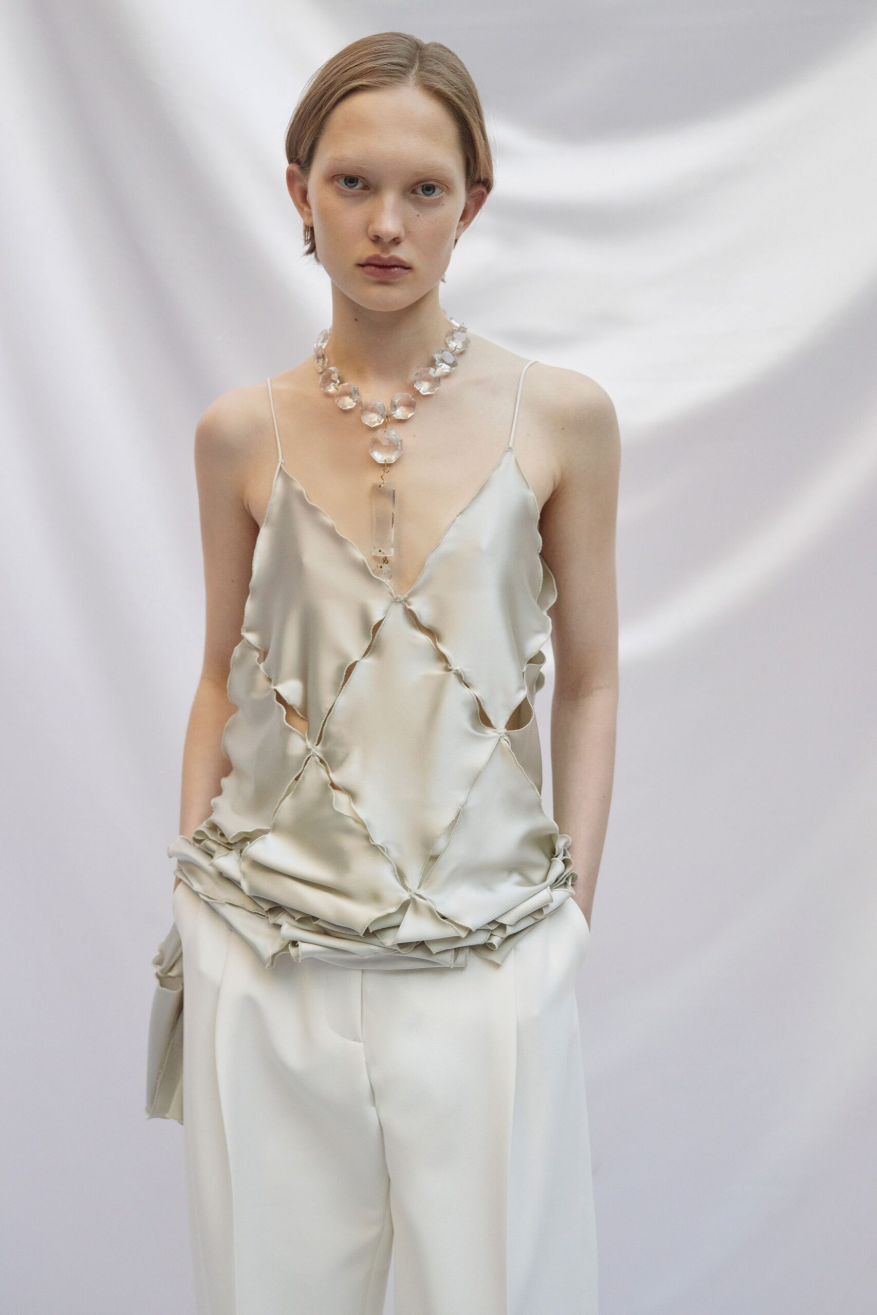 ivory silk relaxed straight-leg pants
