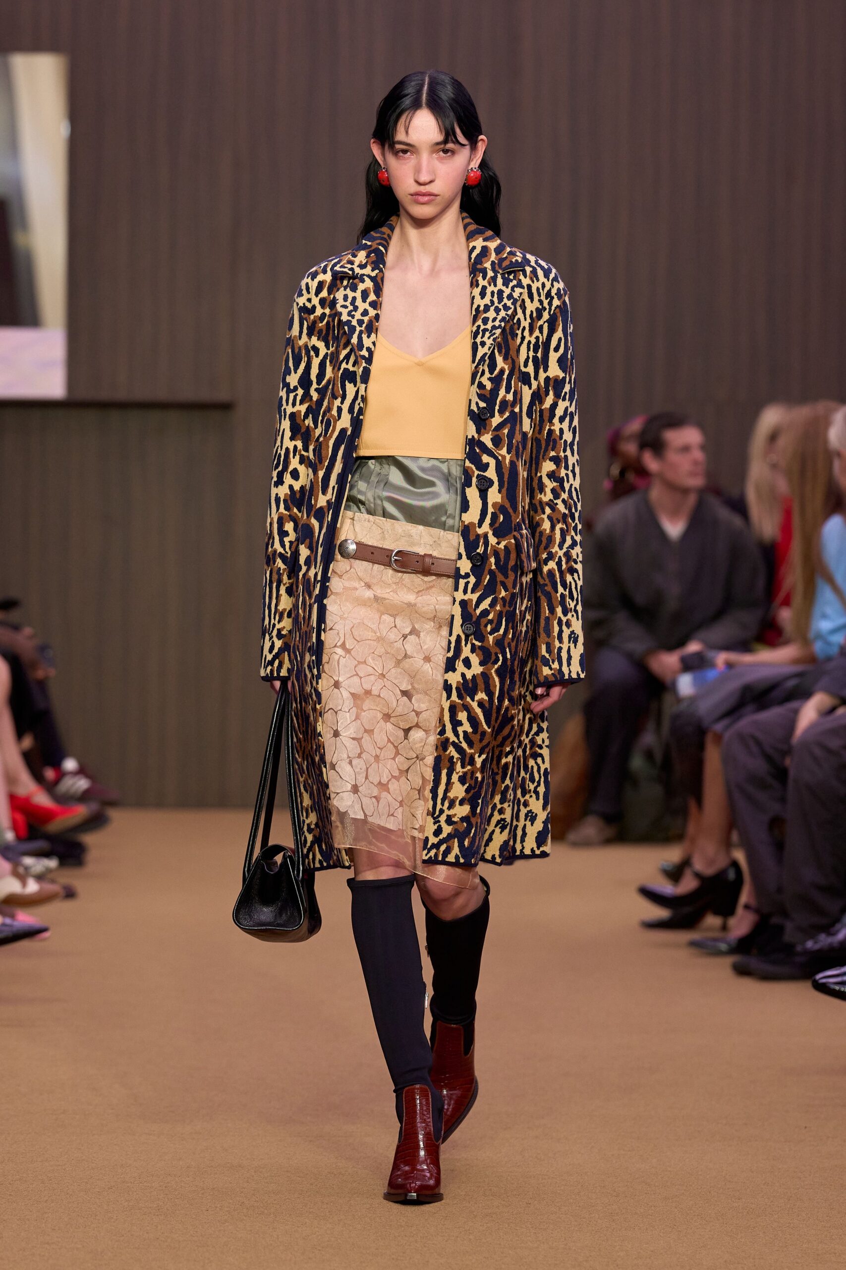 multi silk long-sleeve relaxed animal-print coat