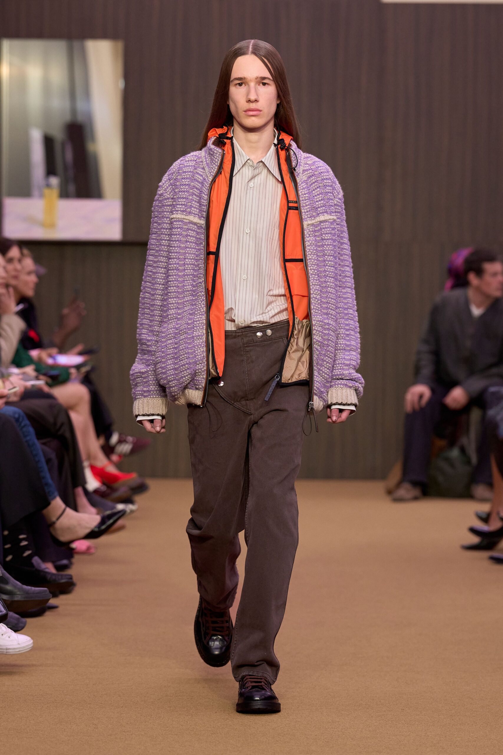 purple cotton long-sleeve collared relaxed zippered jacket