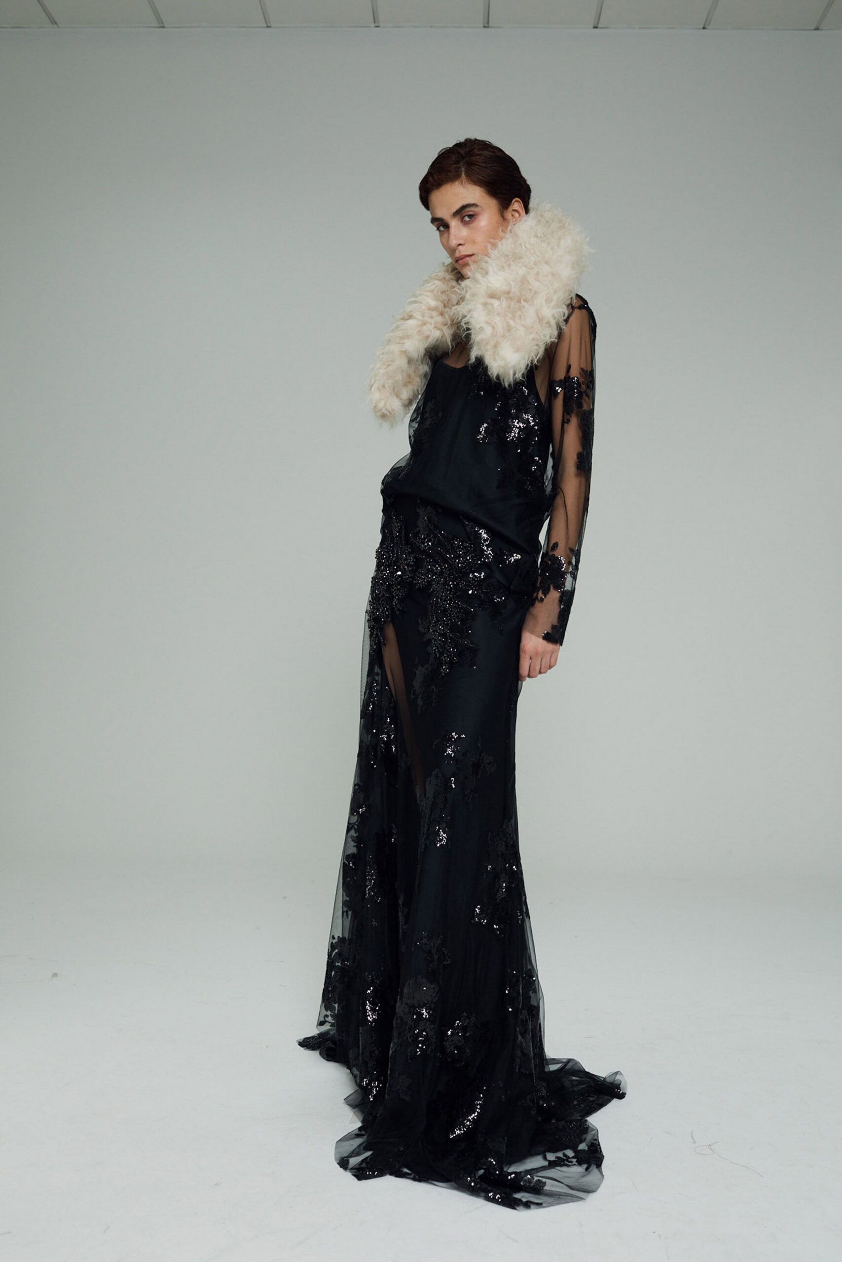 white fur relaxed scarf