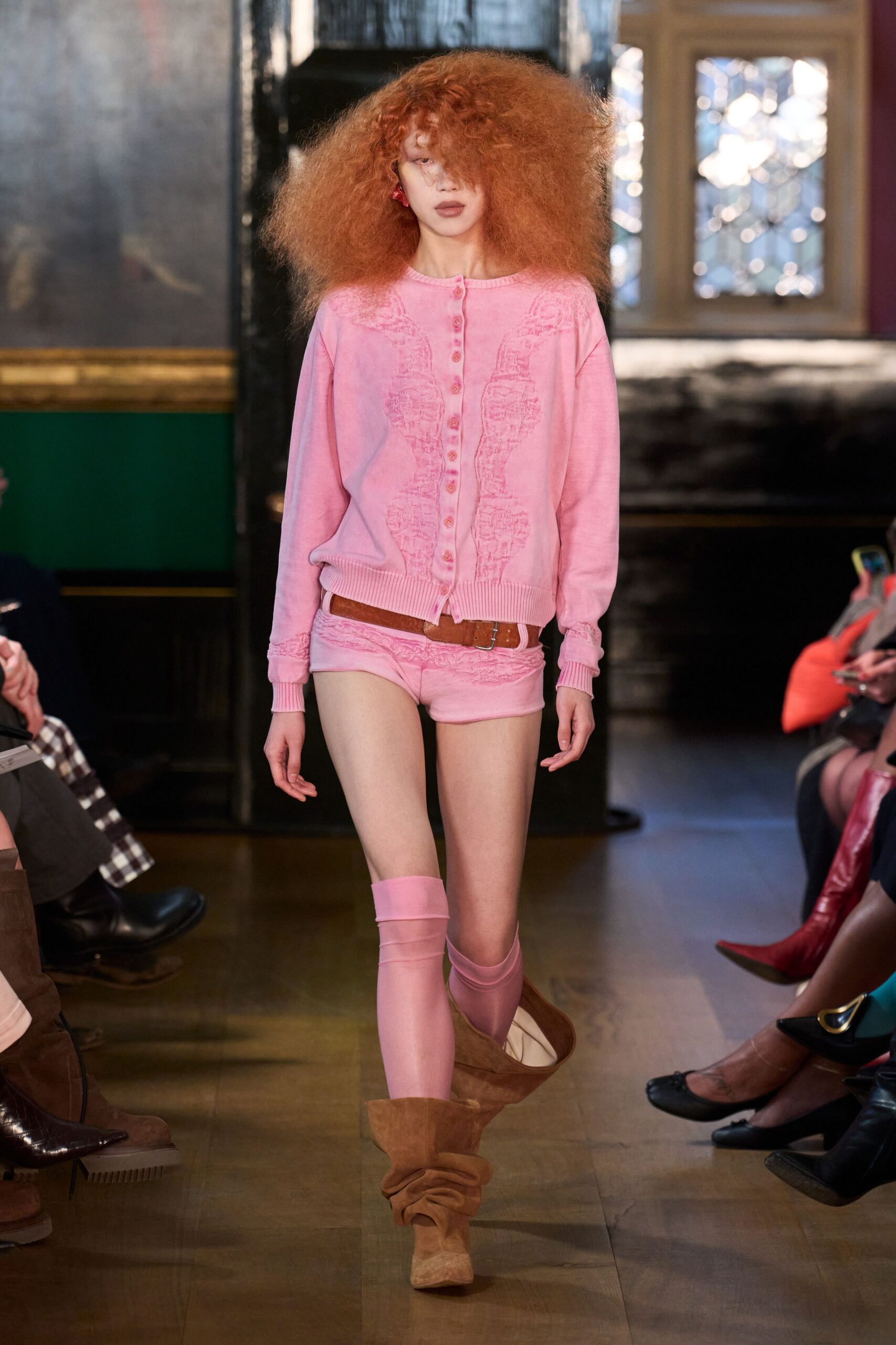 pink cardigan and shorts outfit