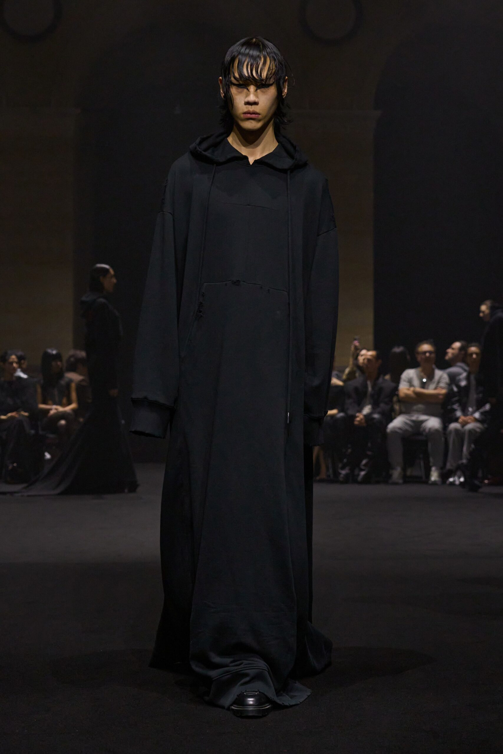 black relaxed hooded maxi dress