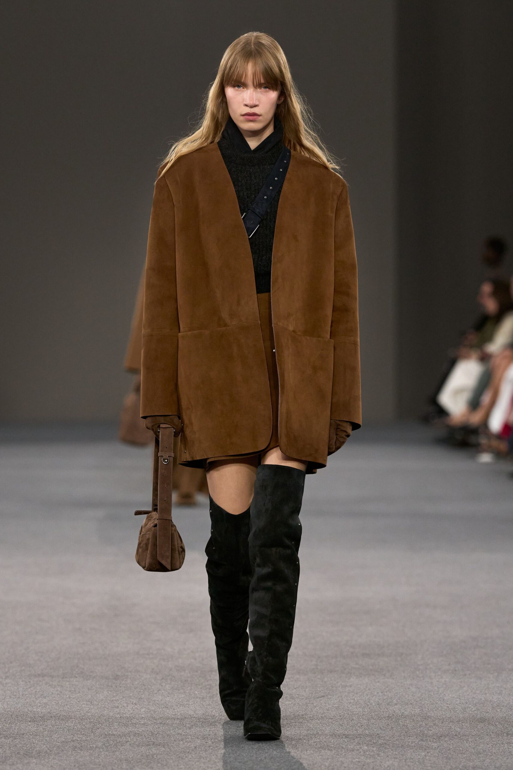 brown suede relaxed coat