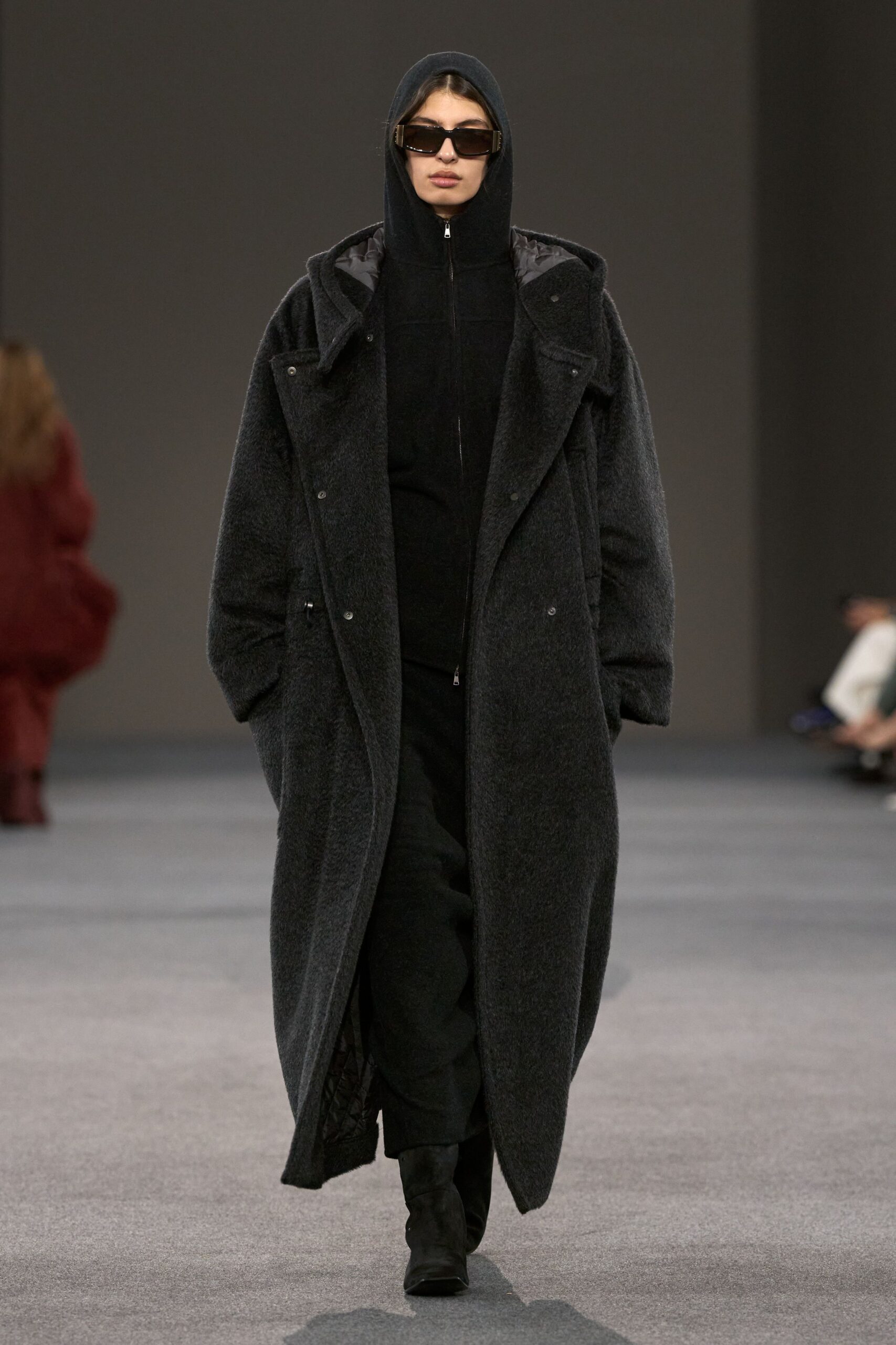 black wool coat with dress