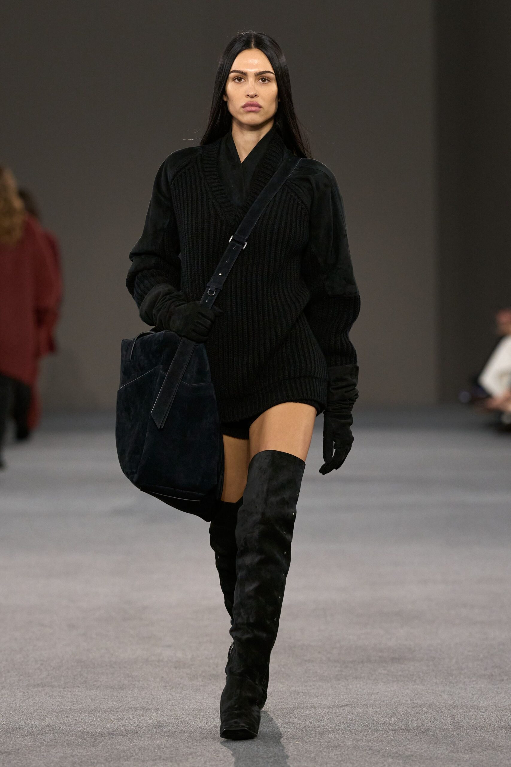 black fitted sweater with shorts