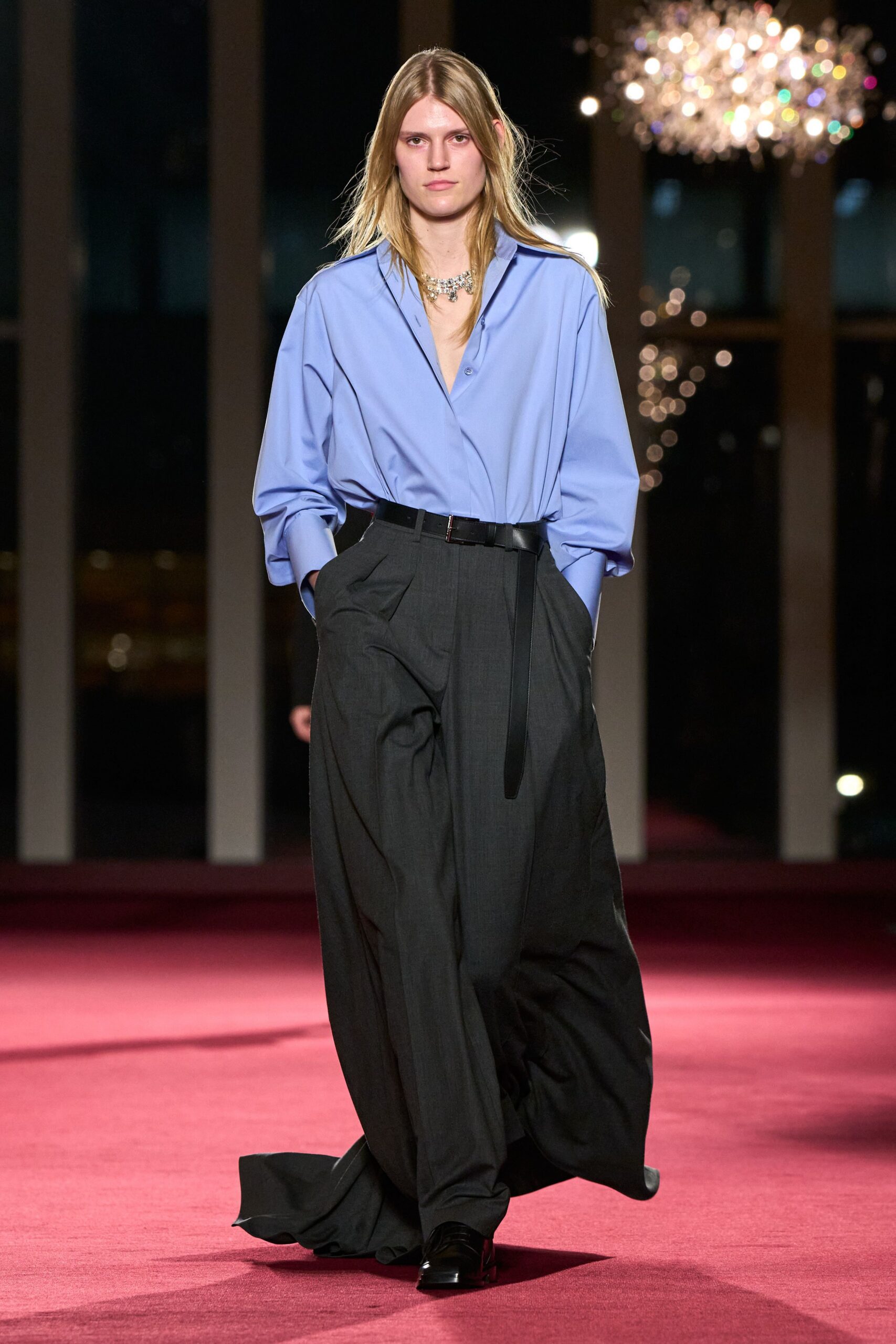 black wool tailored high-waisted pleated pants