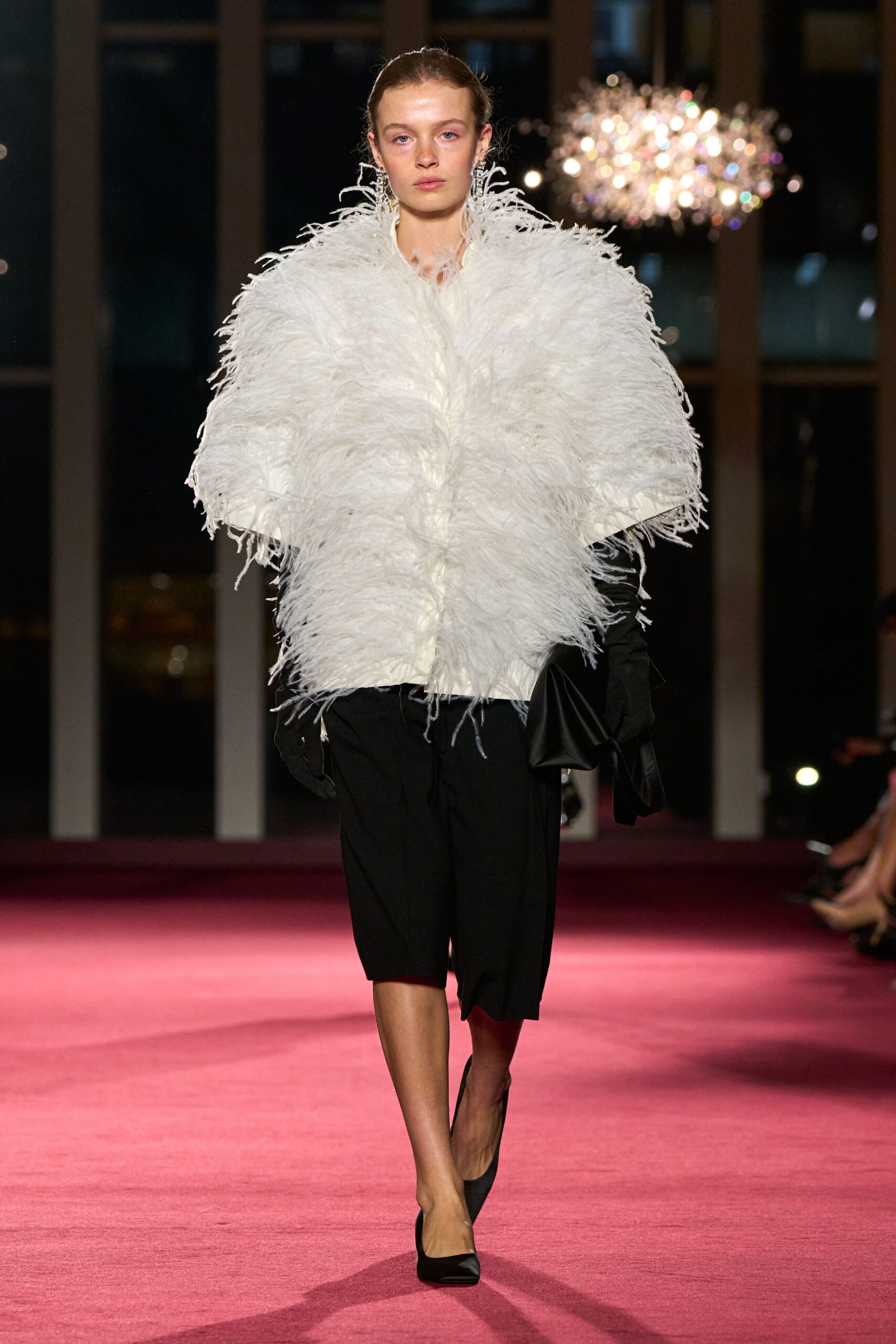 white fur relaxed fringed coat