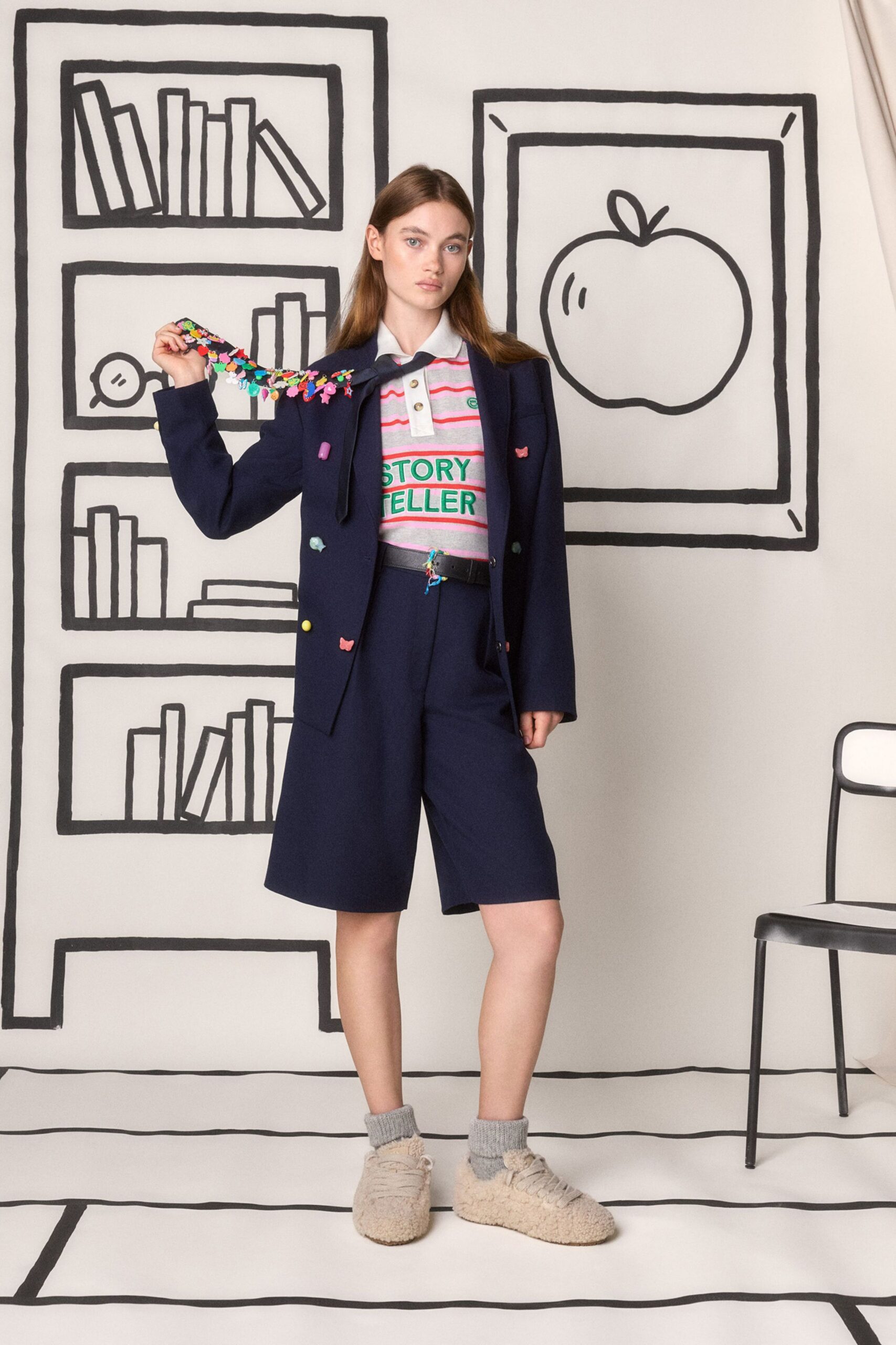 white short-sleeve collared fitted printed top