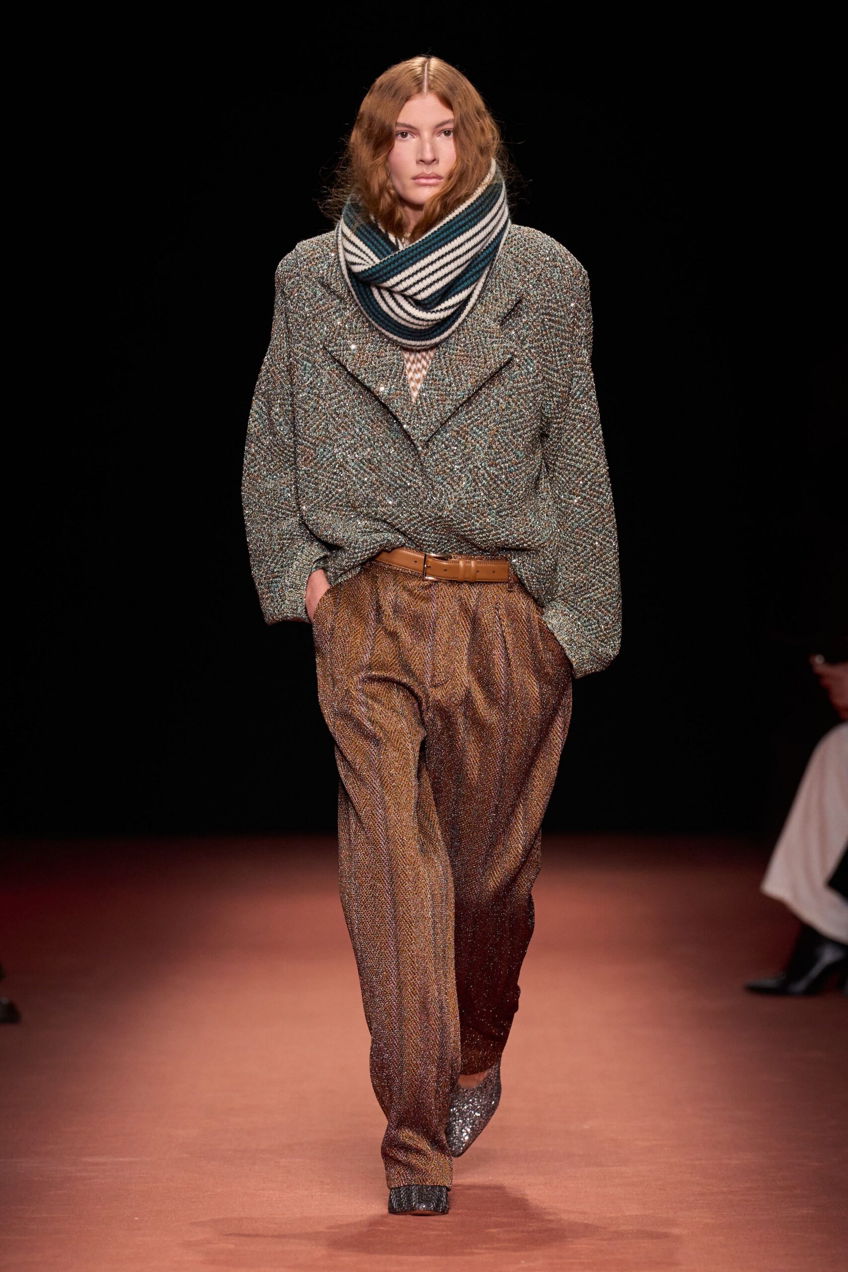 multi wool long-sleeve oversized textured jacket