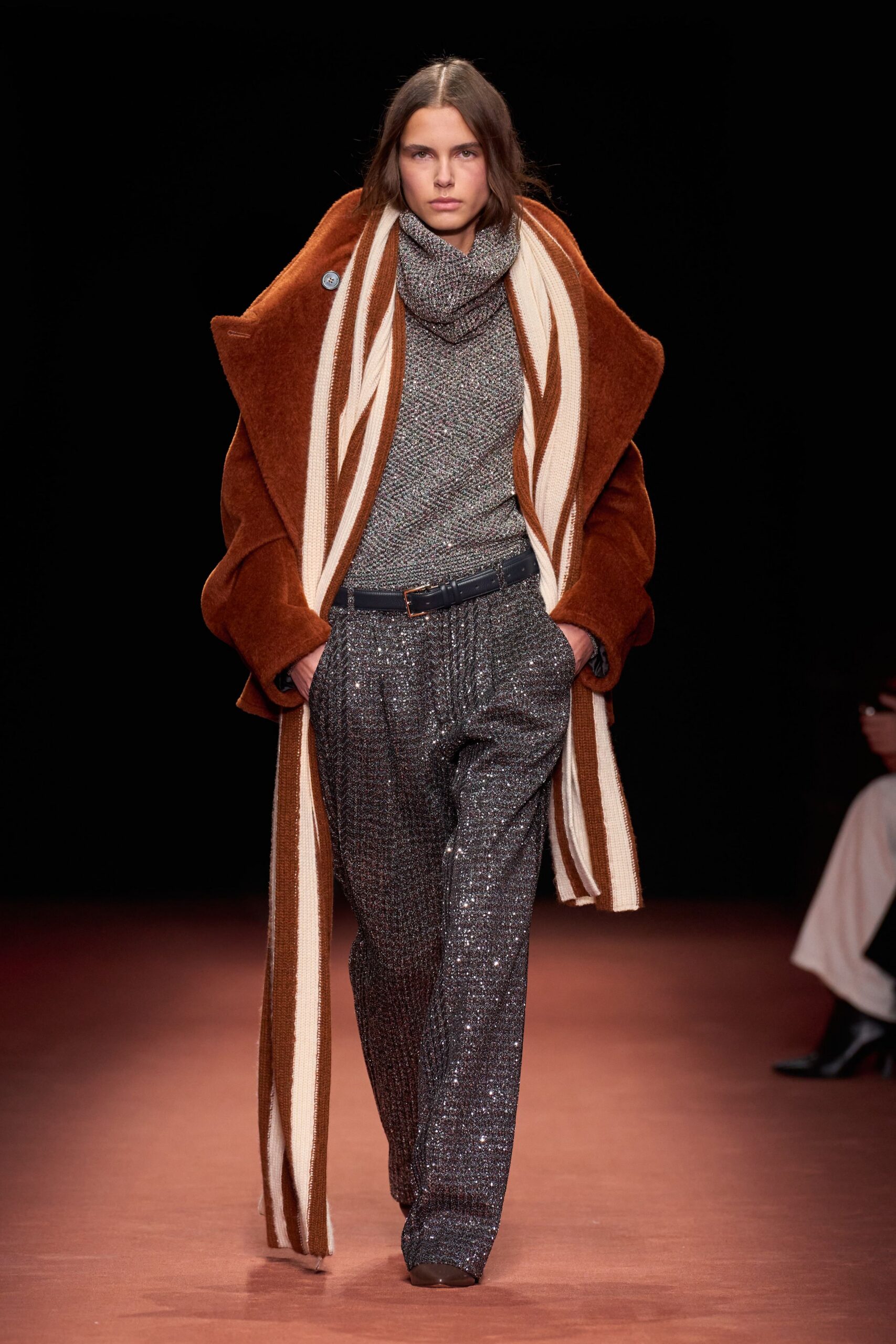brown wool oversized layered coat