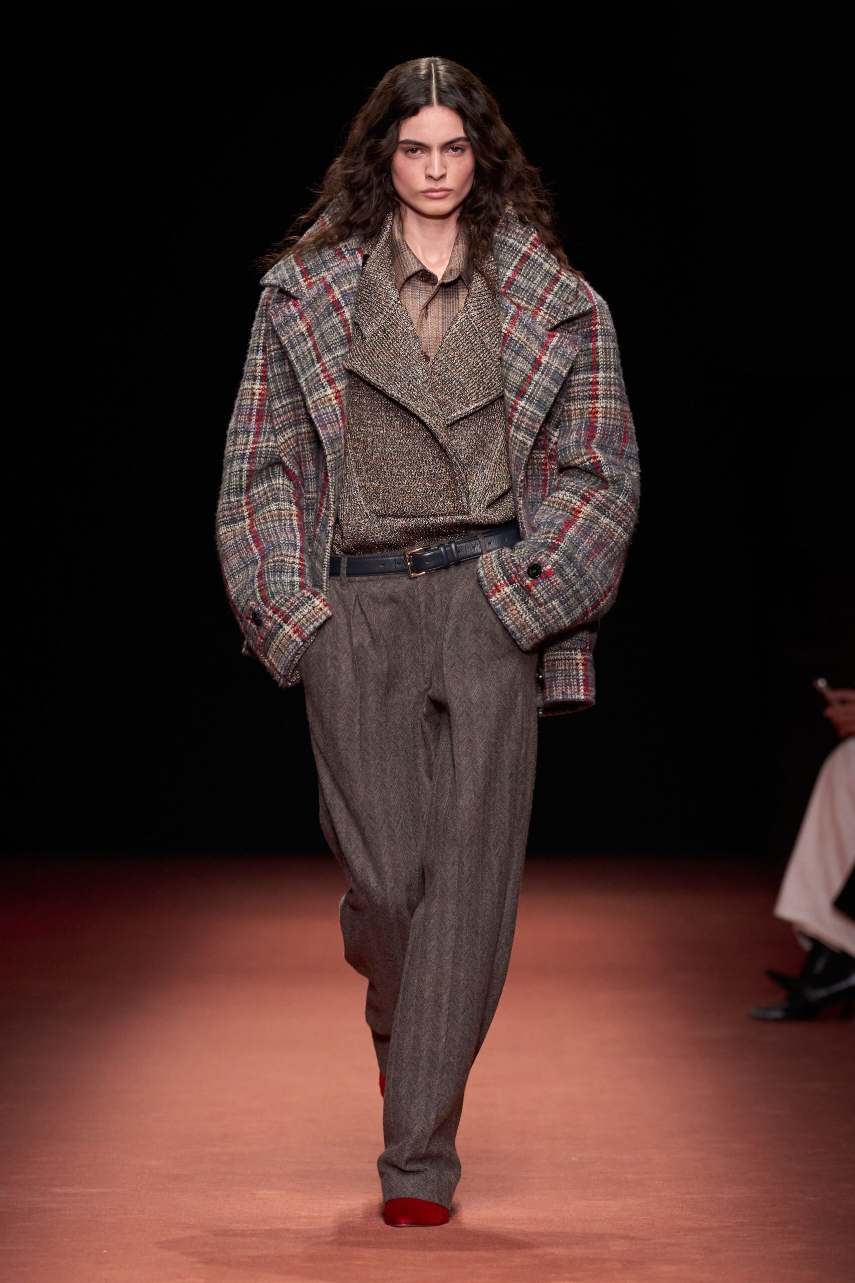brown cotton long-sleeve collared relaxed textured shirt