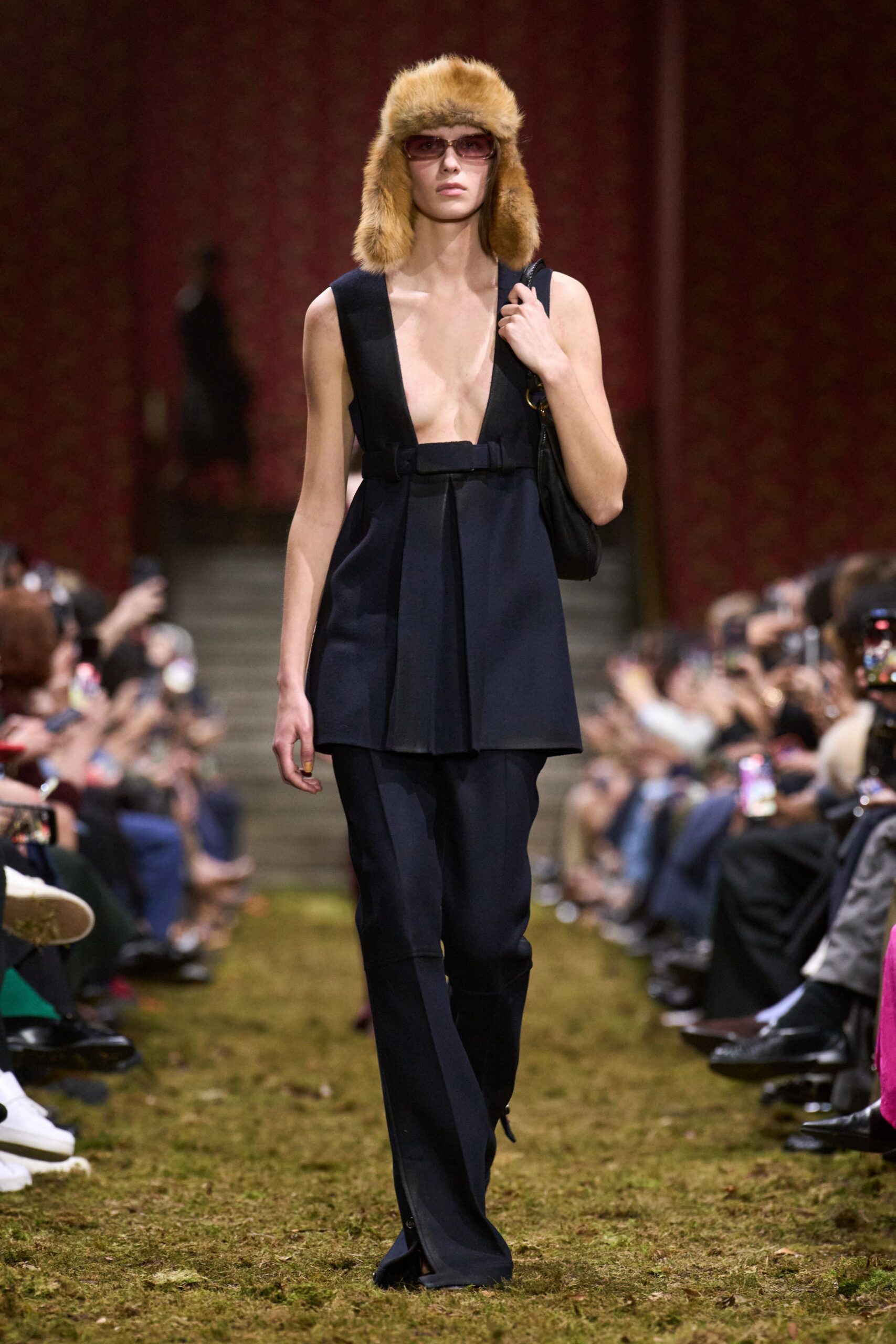black silk long-sleeve fitted straight-leg pants