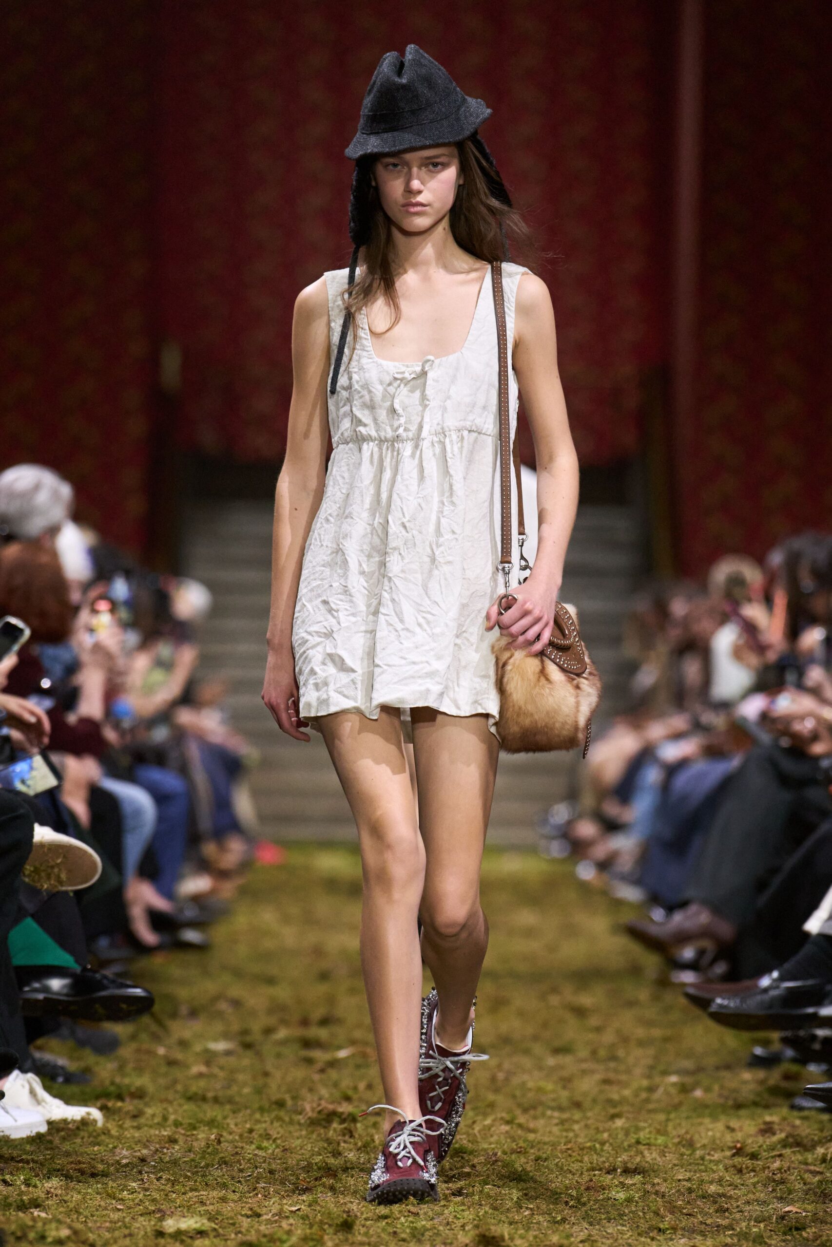 white cotton sleeveless v-neck relaxed ruffled mini dress