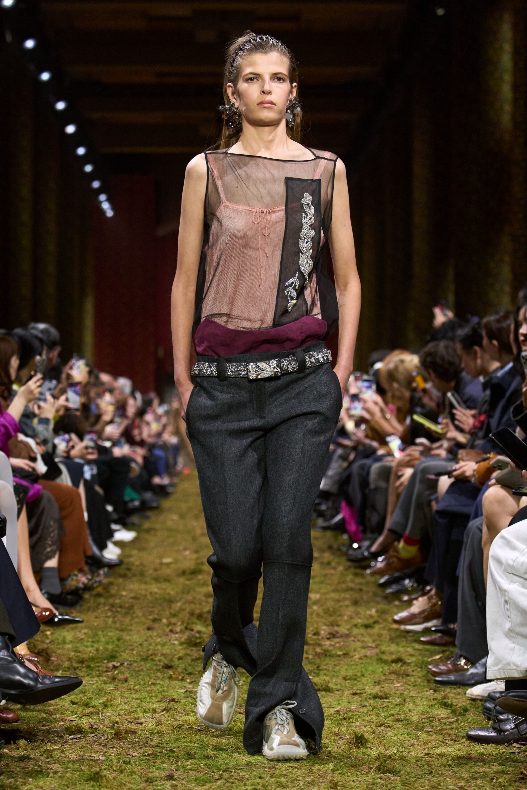 pink silk sleeveless v-neck relaxed embroidered sheer top