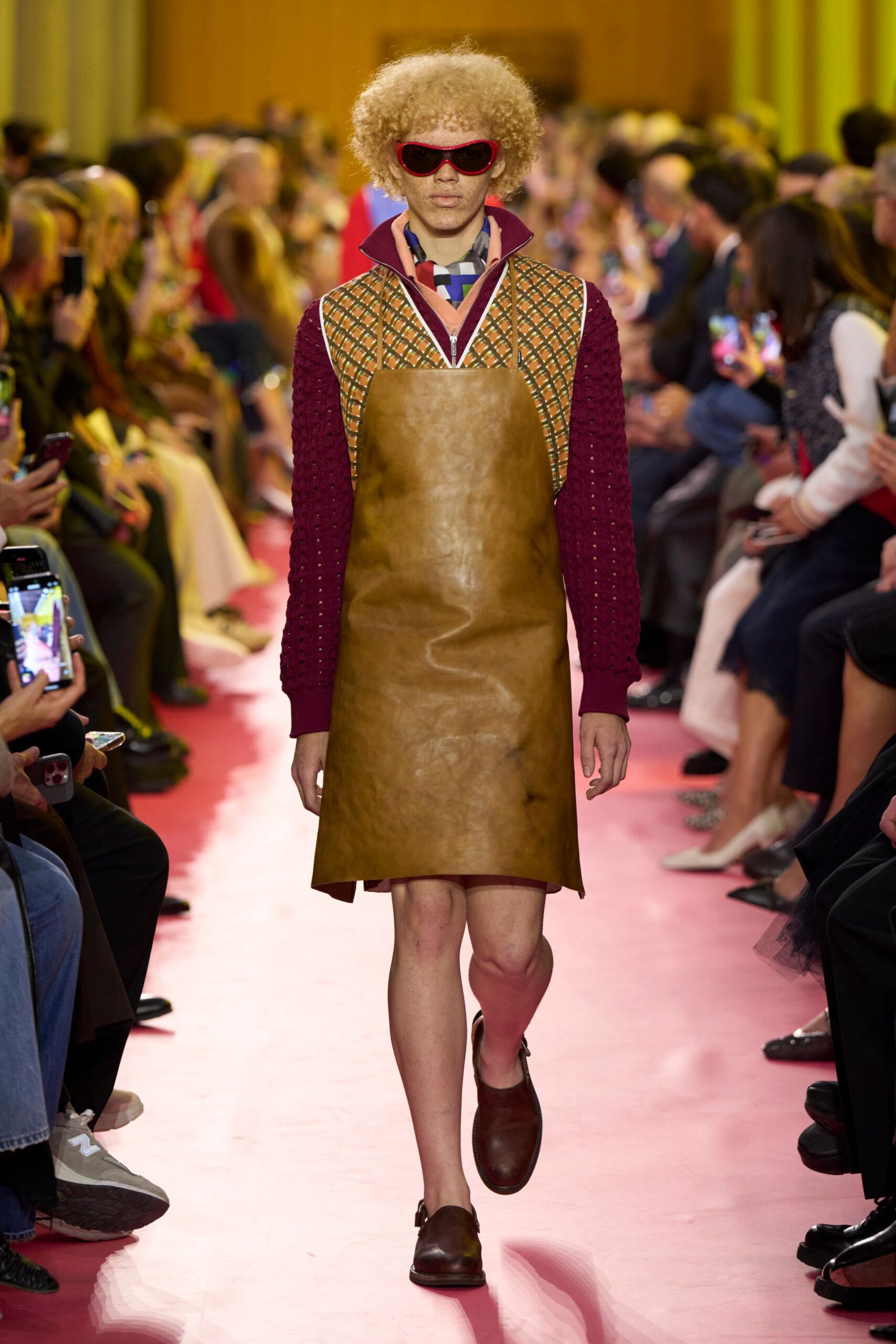 red wool long-sleeve relaxed sweater