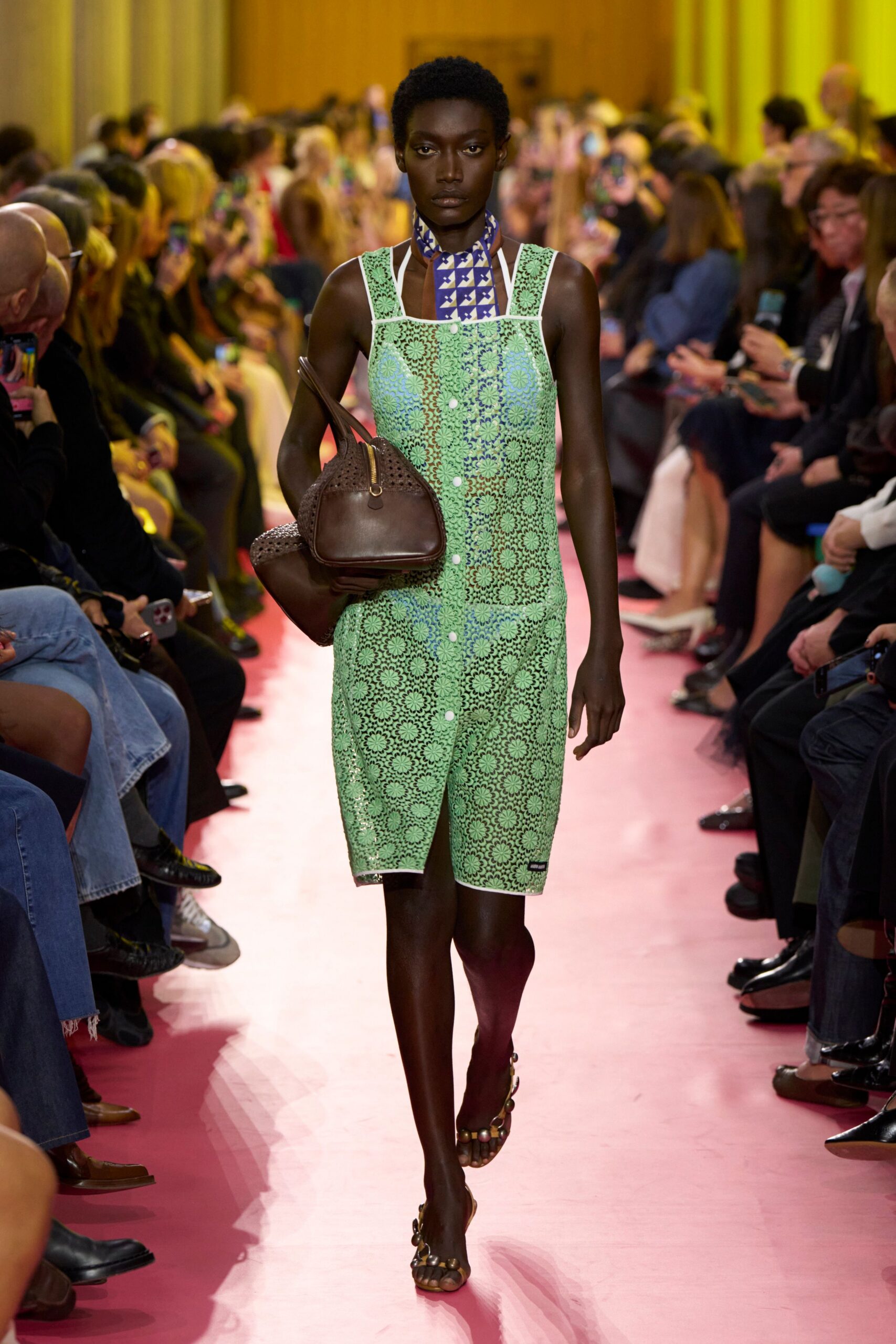 green cotton sleeveless collared fitted printed mini dress