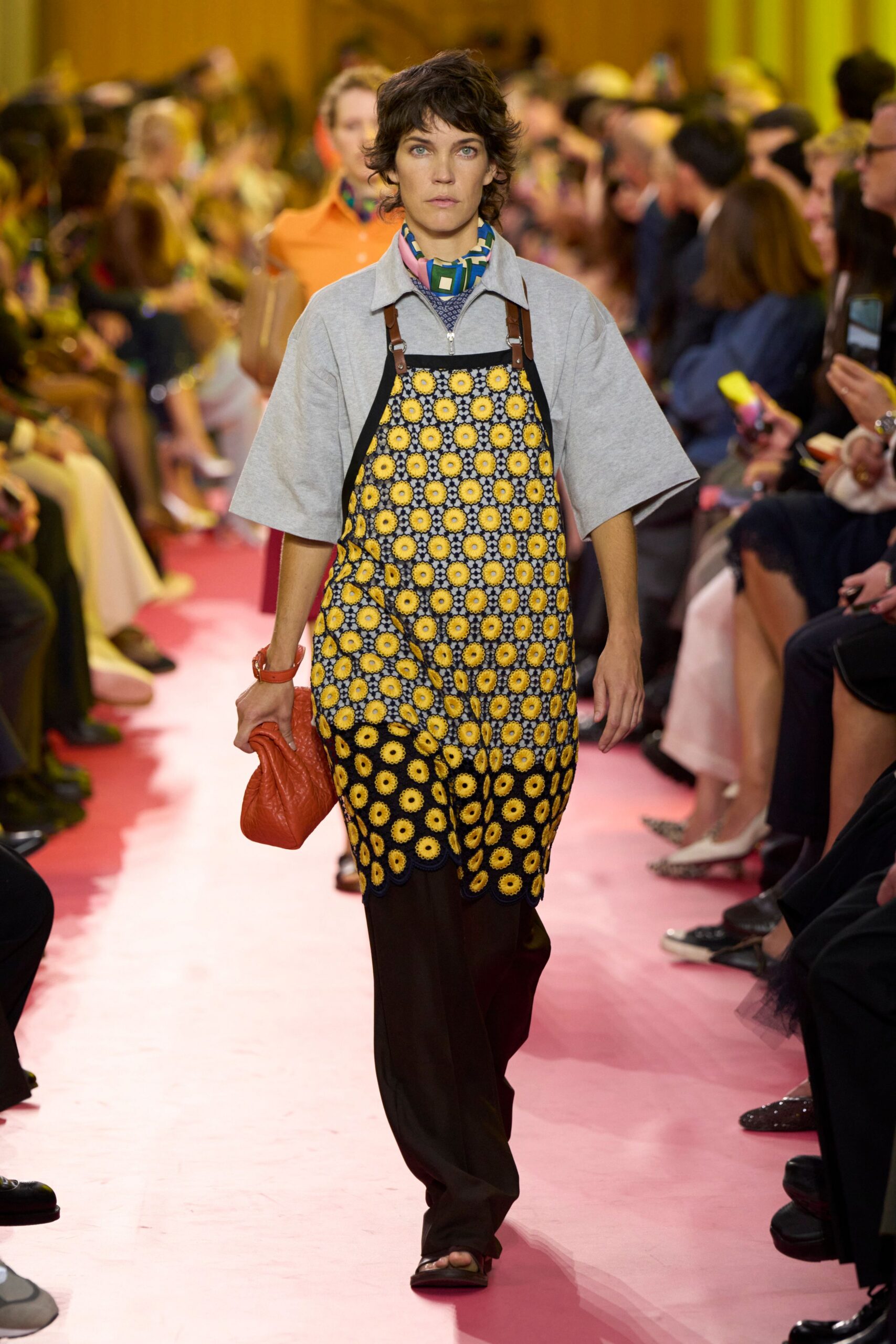 yellow cotton fitted printed dress