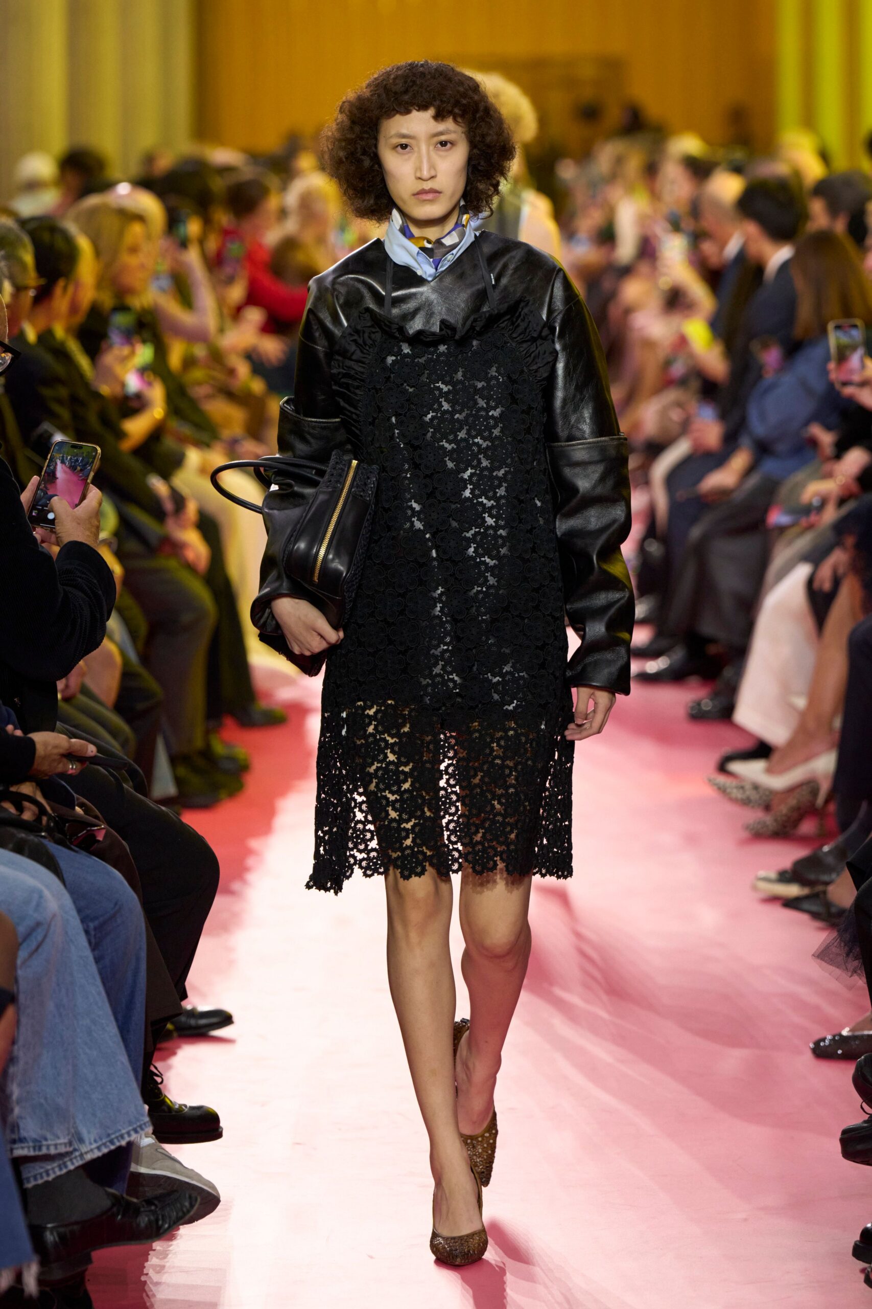 black lace long-sleeve v-neck fitted layered mini dress