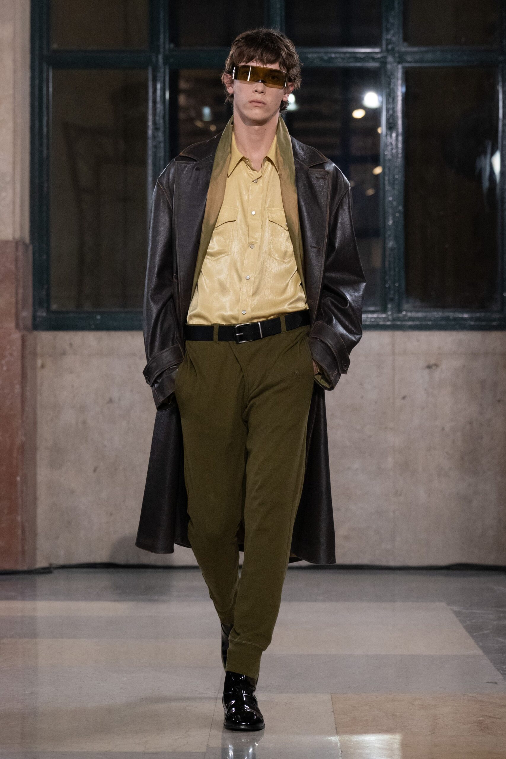 green cotton tailored pants