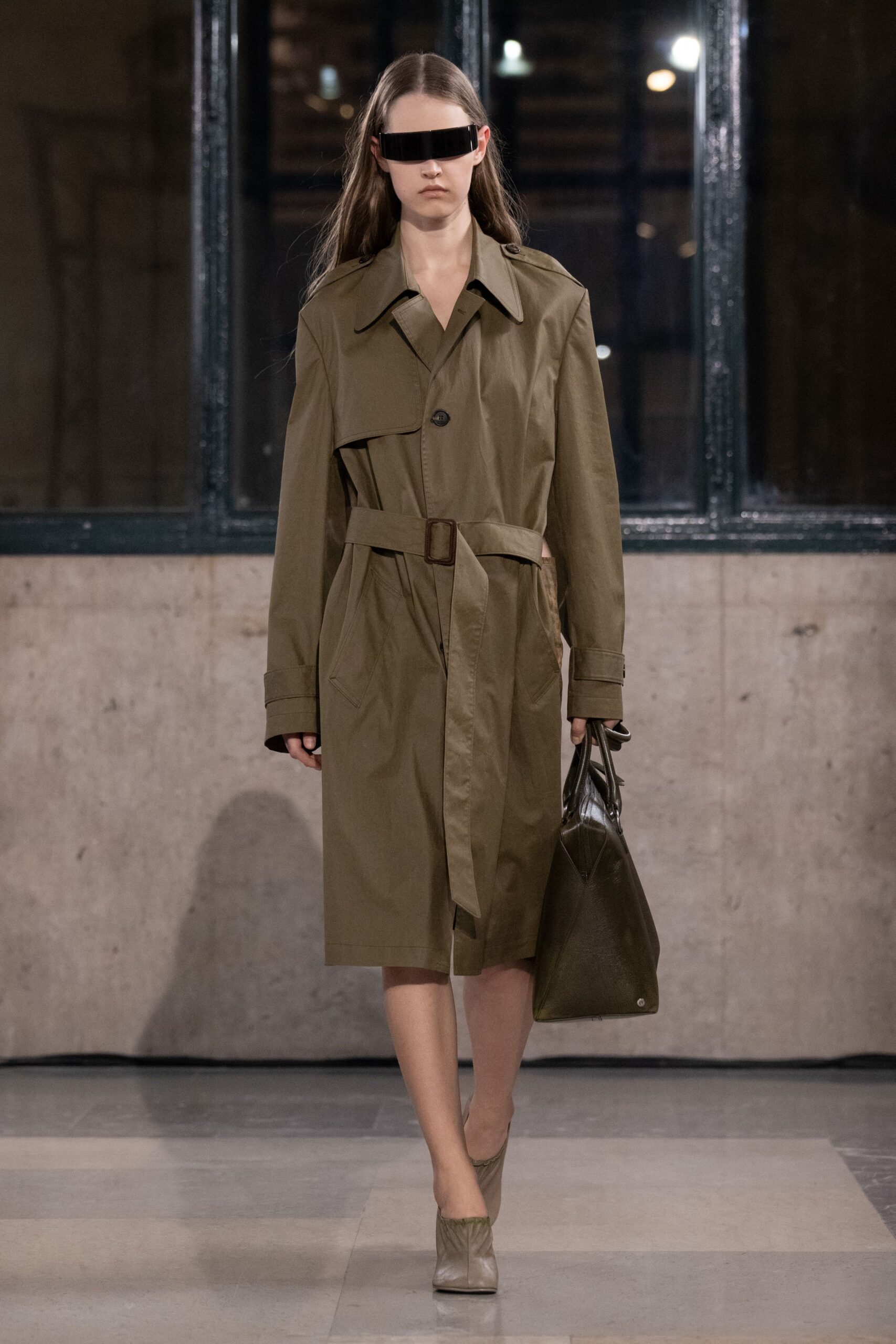 green cotton trench coat