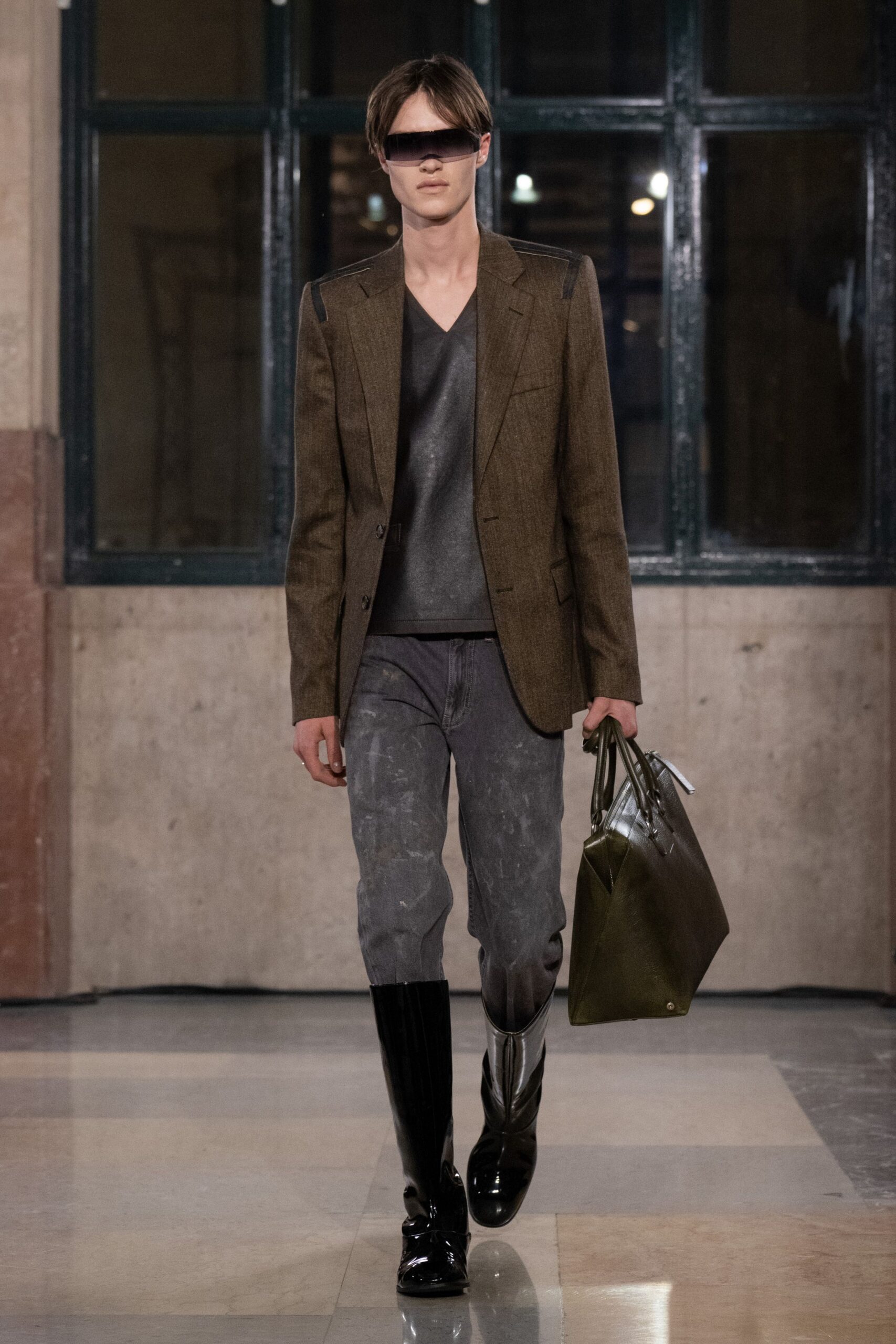 green leather bag