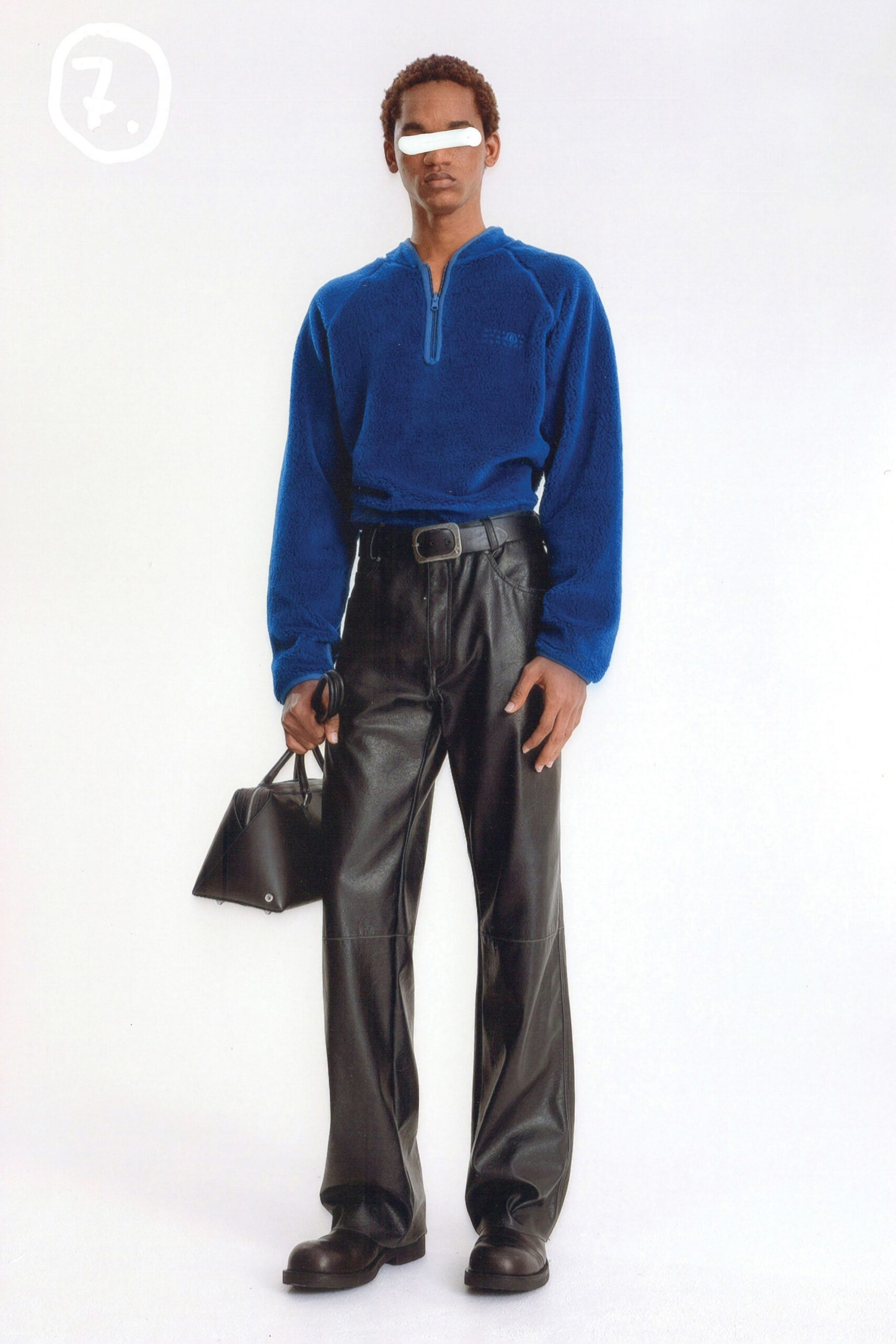 black leather fitted wide-leg pants