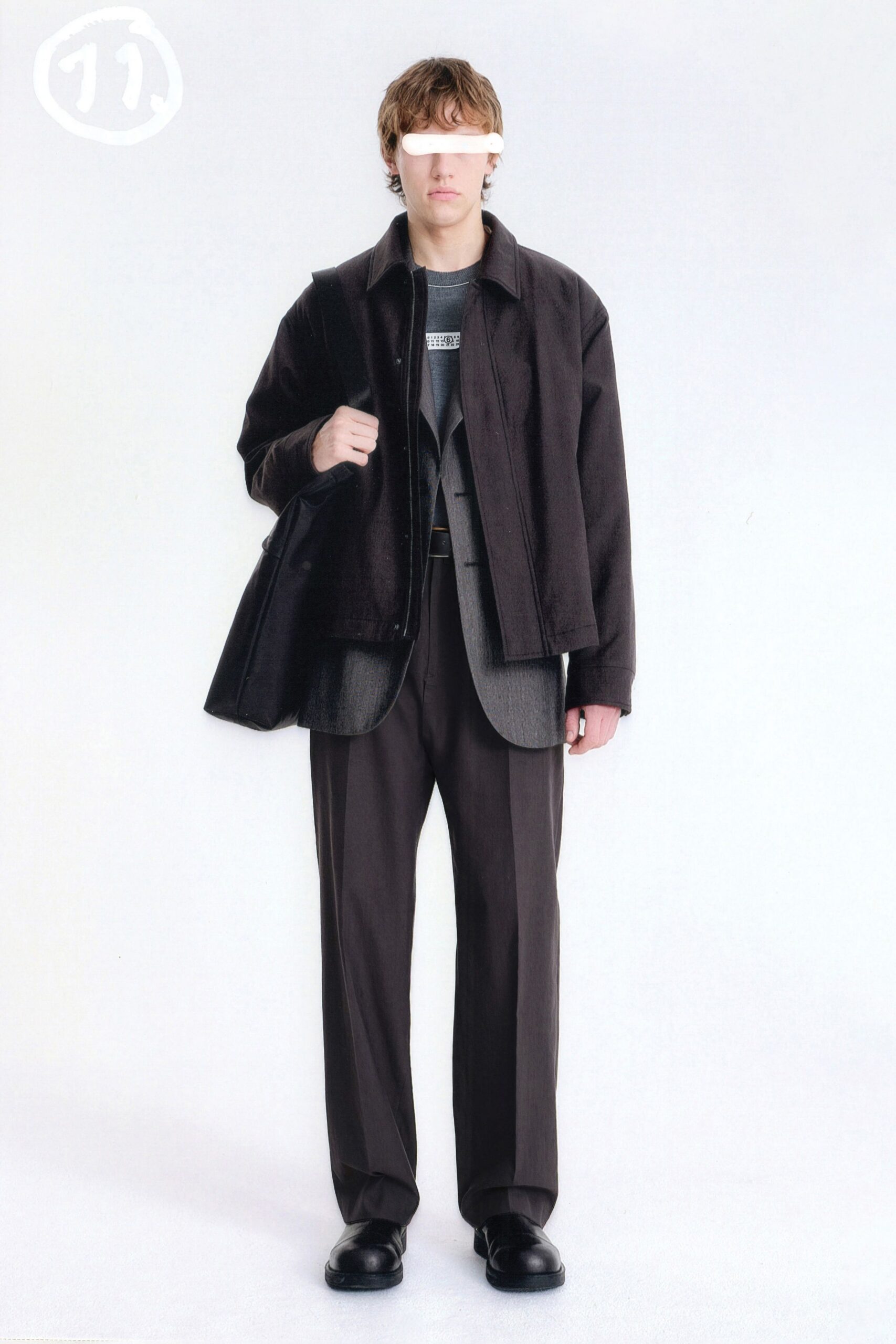brown cotton tailored straight-leg pants
