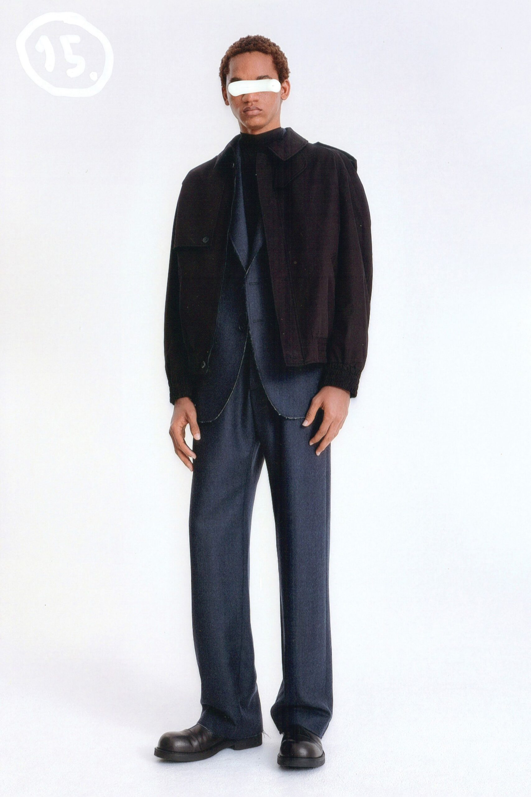 blue wool long-sleeve collared tailored buttoned suit
