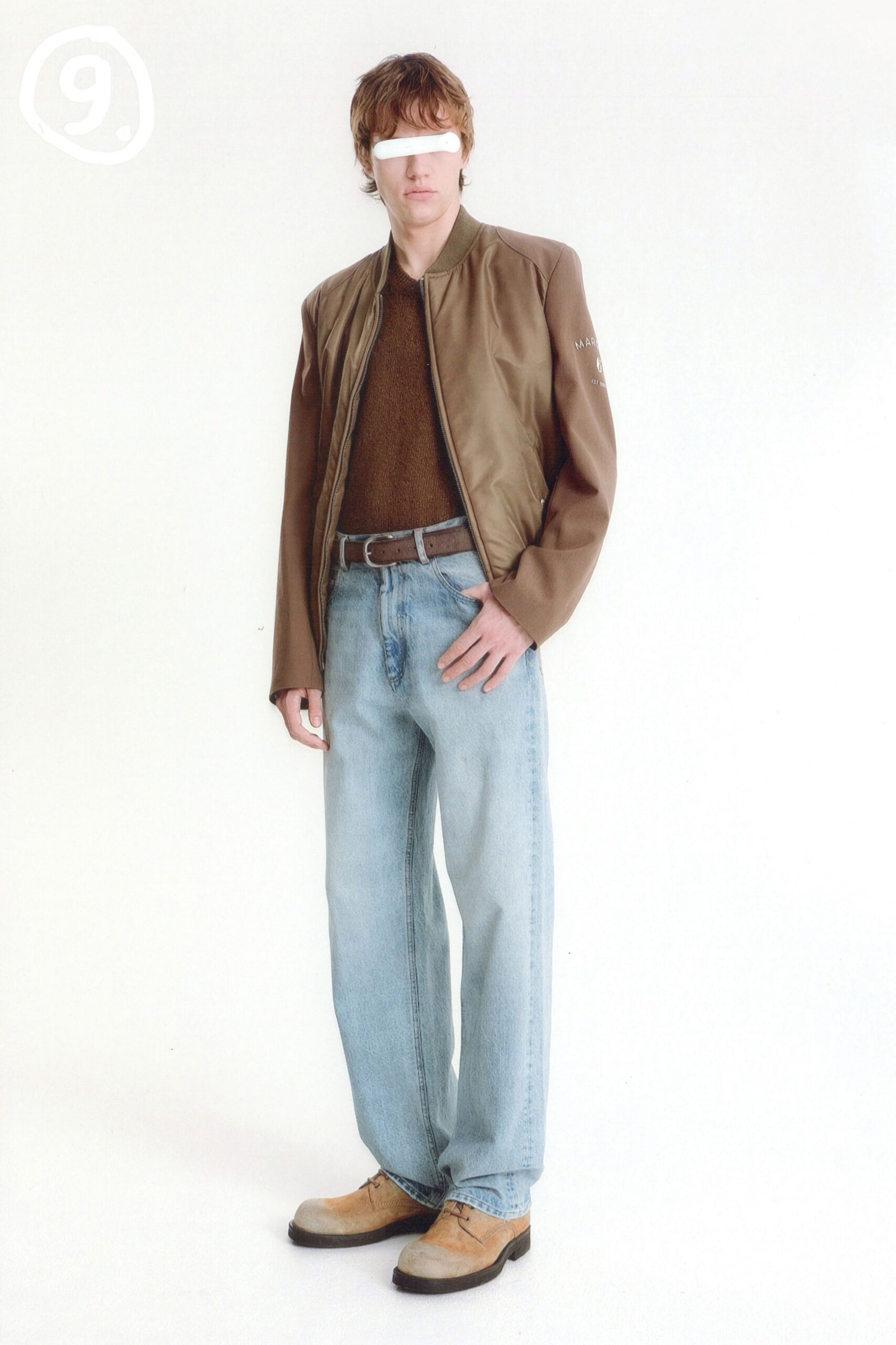 brown wool long-sleeve v-neck fitted sweater