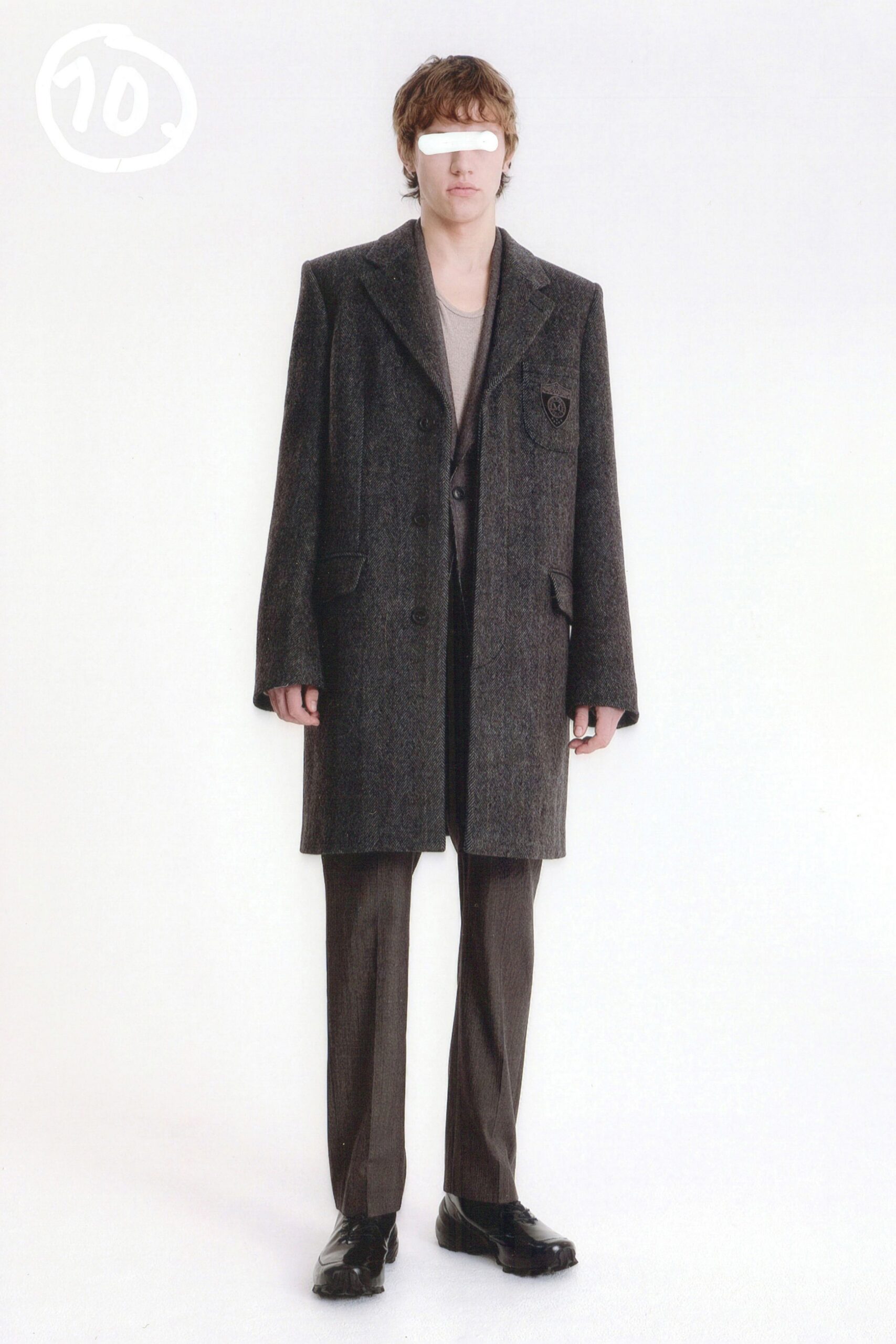 brown cotton tailored straight-leg pants