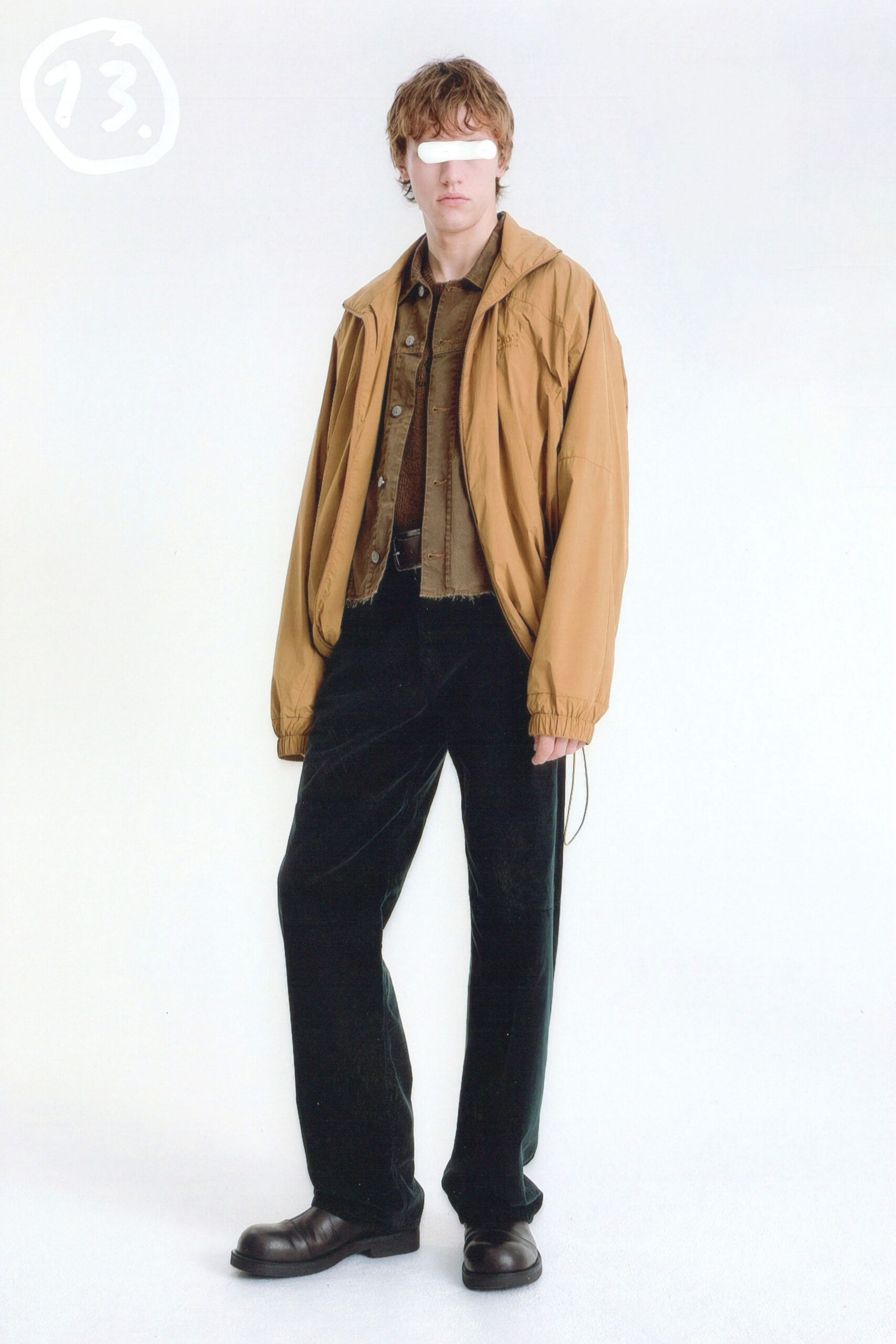 brown cotton long-sleeve hooded relaxed jacket