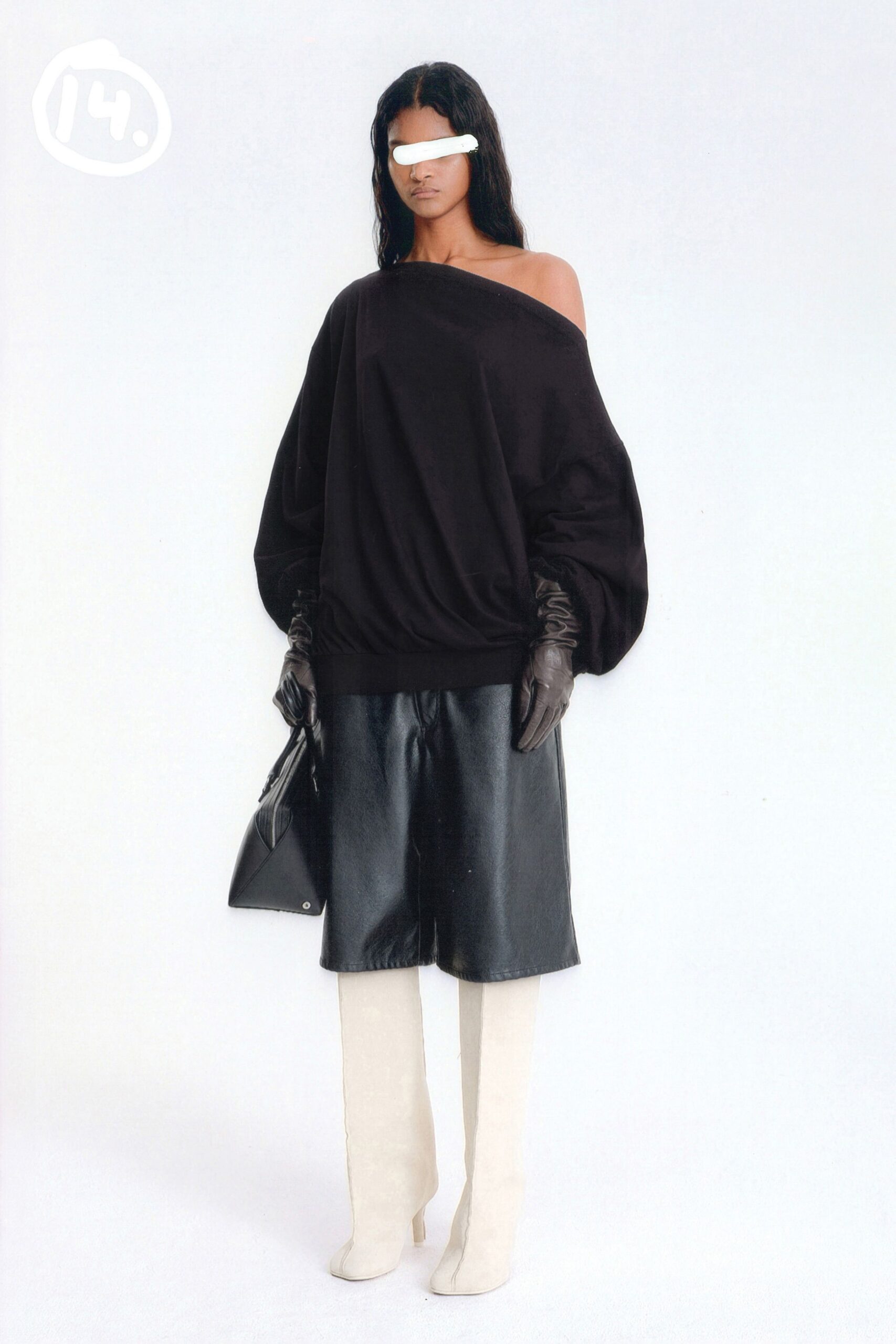 black leather gloves