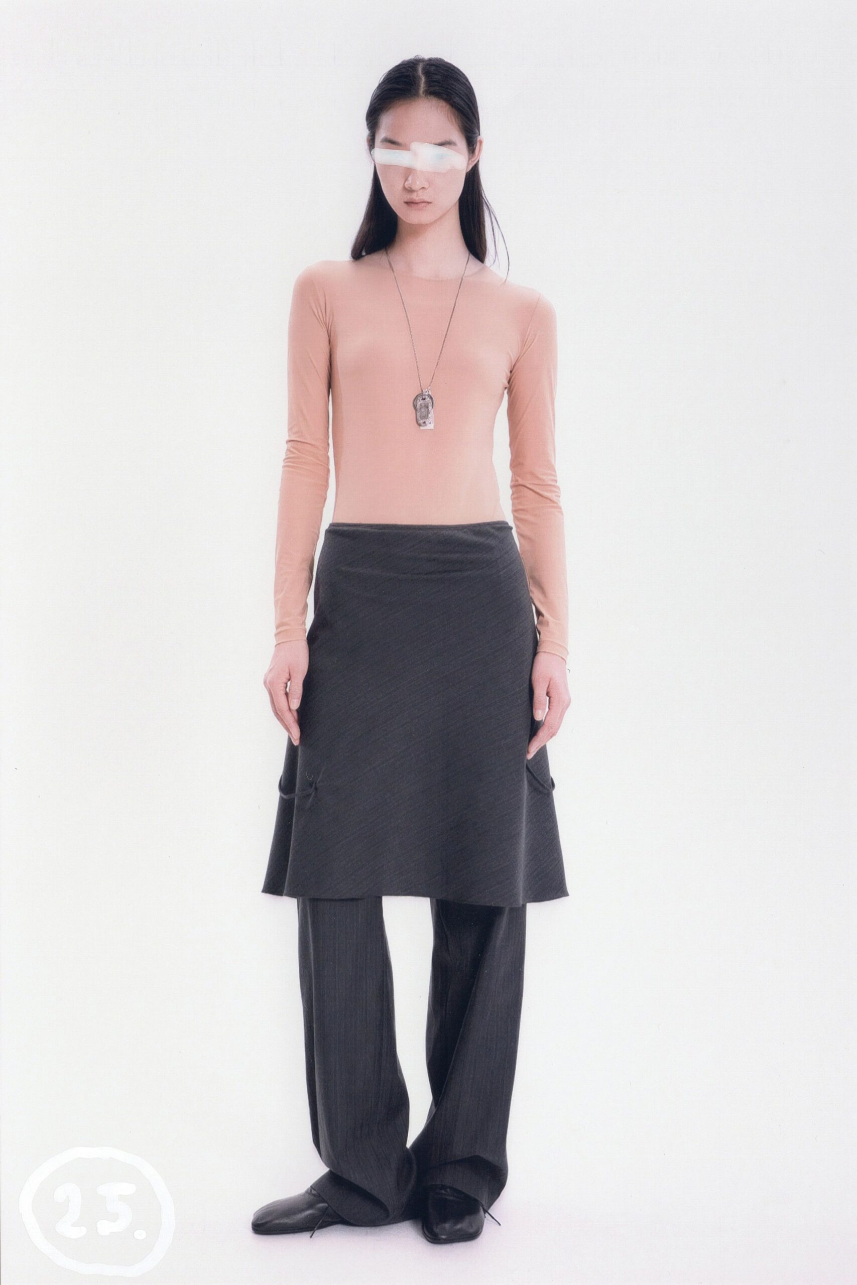 gray cotton asymmetric relaxed skirt