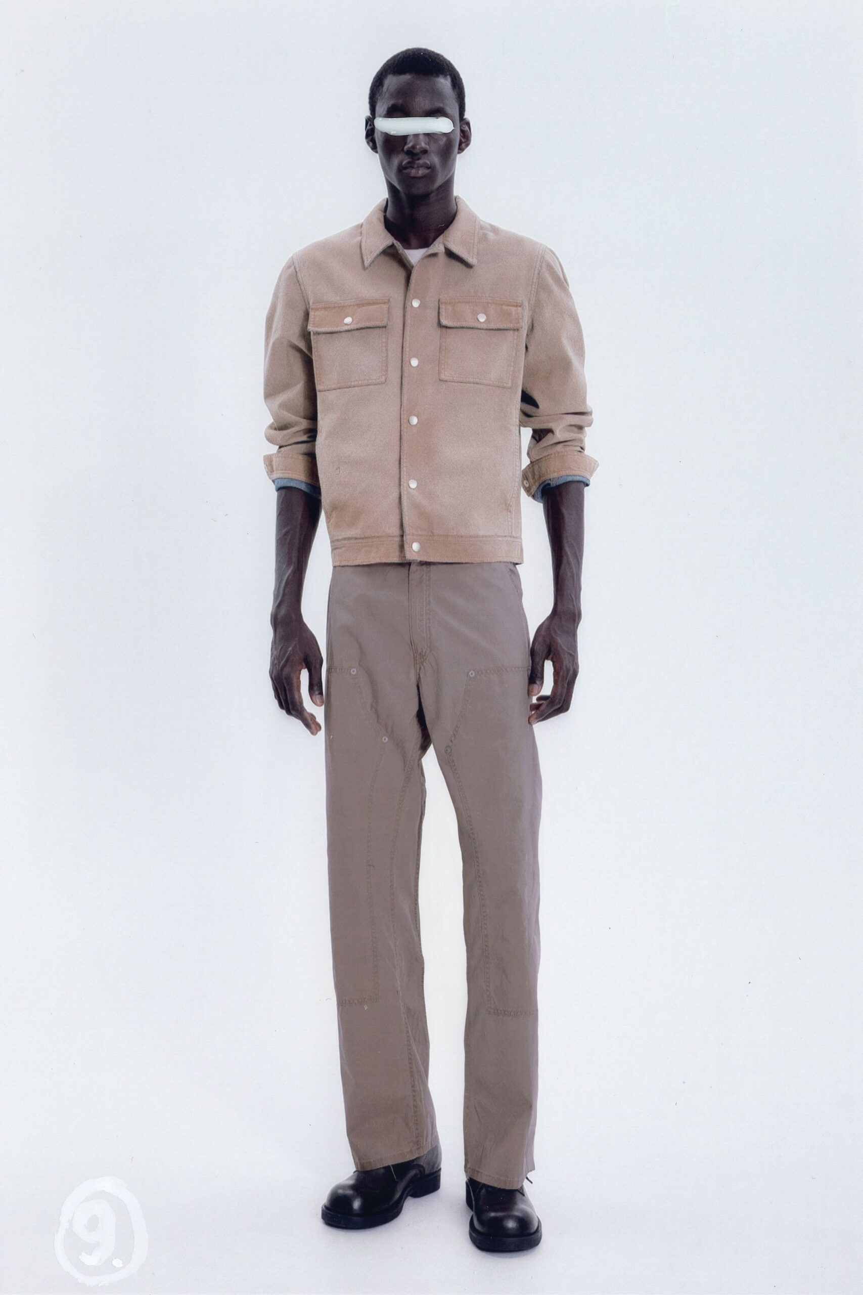 beige suede long-sleeve collared fitted buttoned jacket