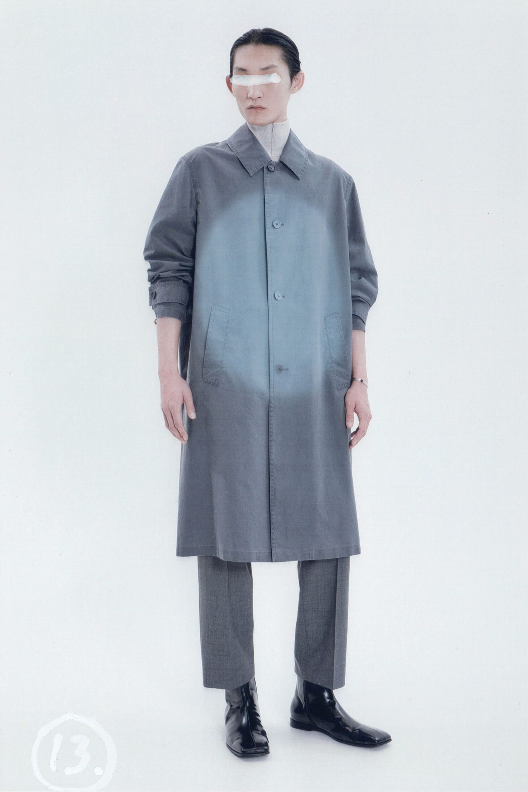 gray wool tailored straight-leg pants