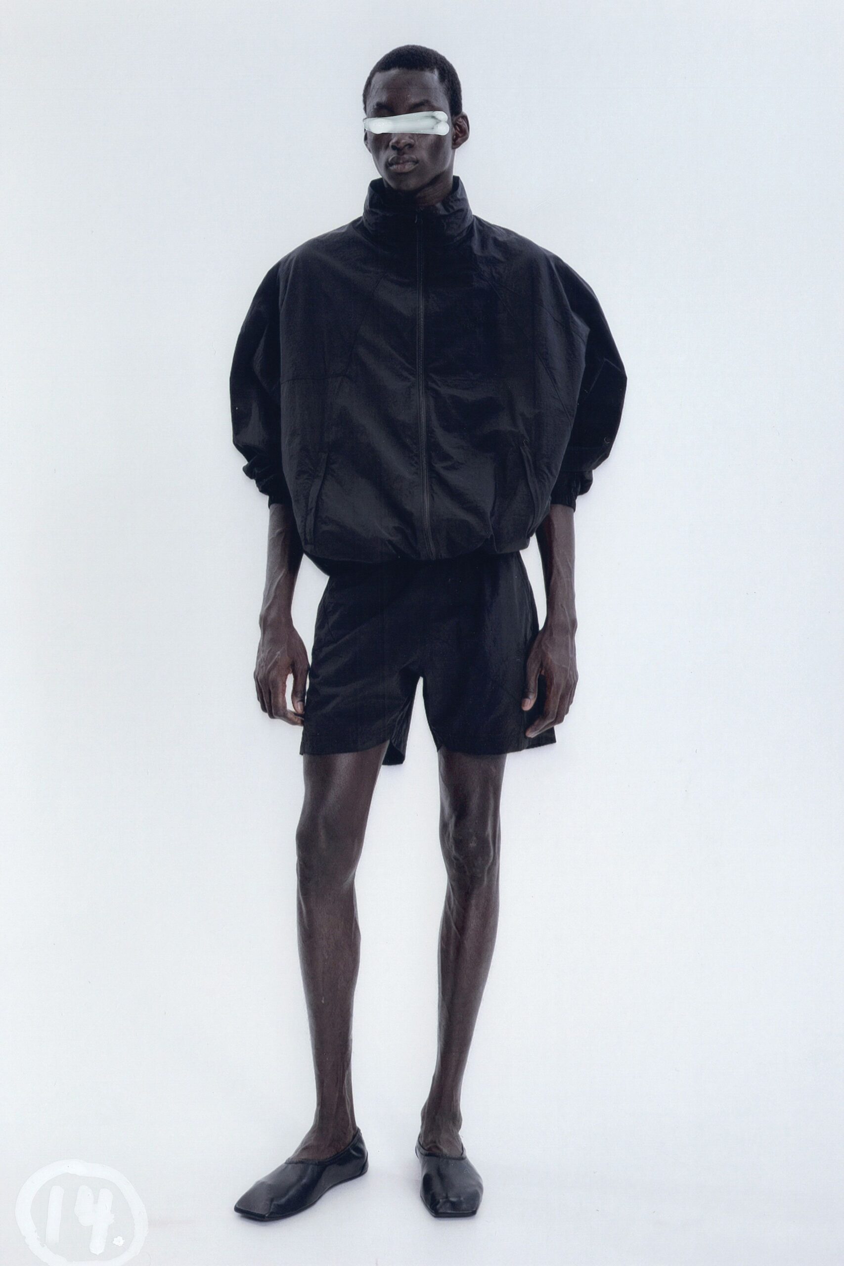 black jersey long-sleeve collared oversized jacket