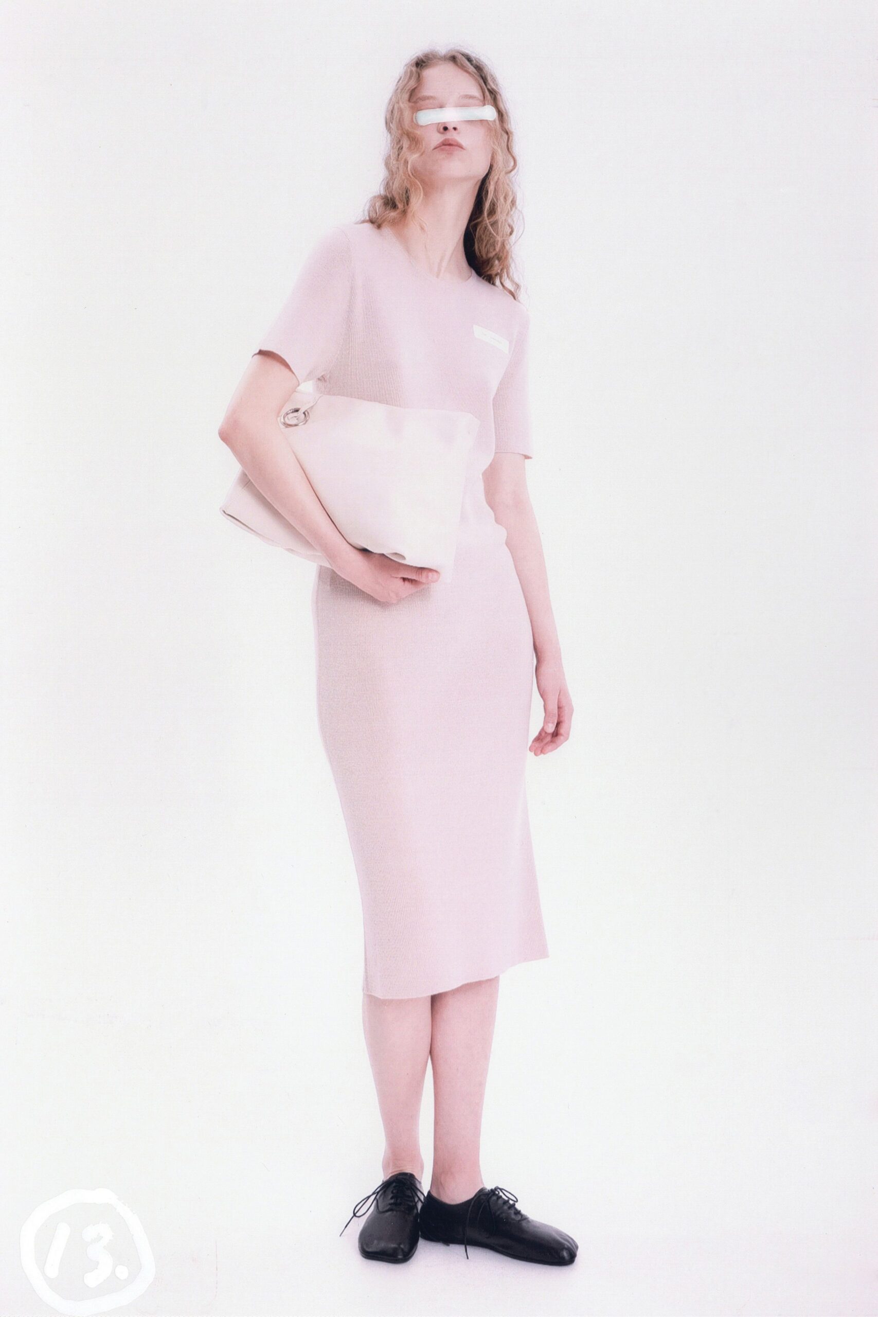 pink cotton short-sleeve v-neck fitted straight-leg midi dress