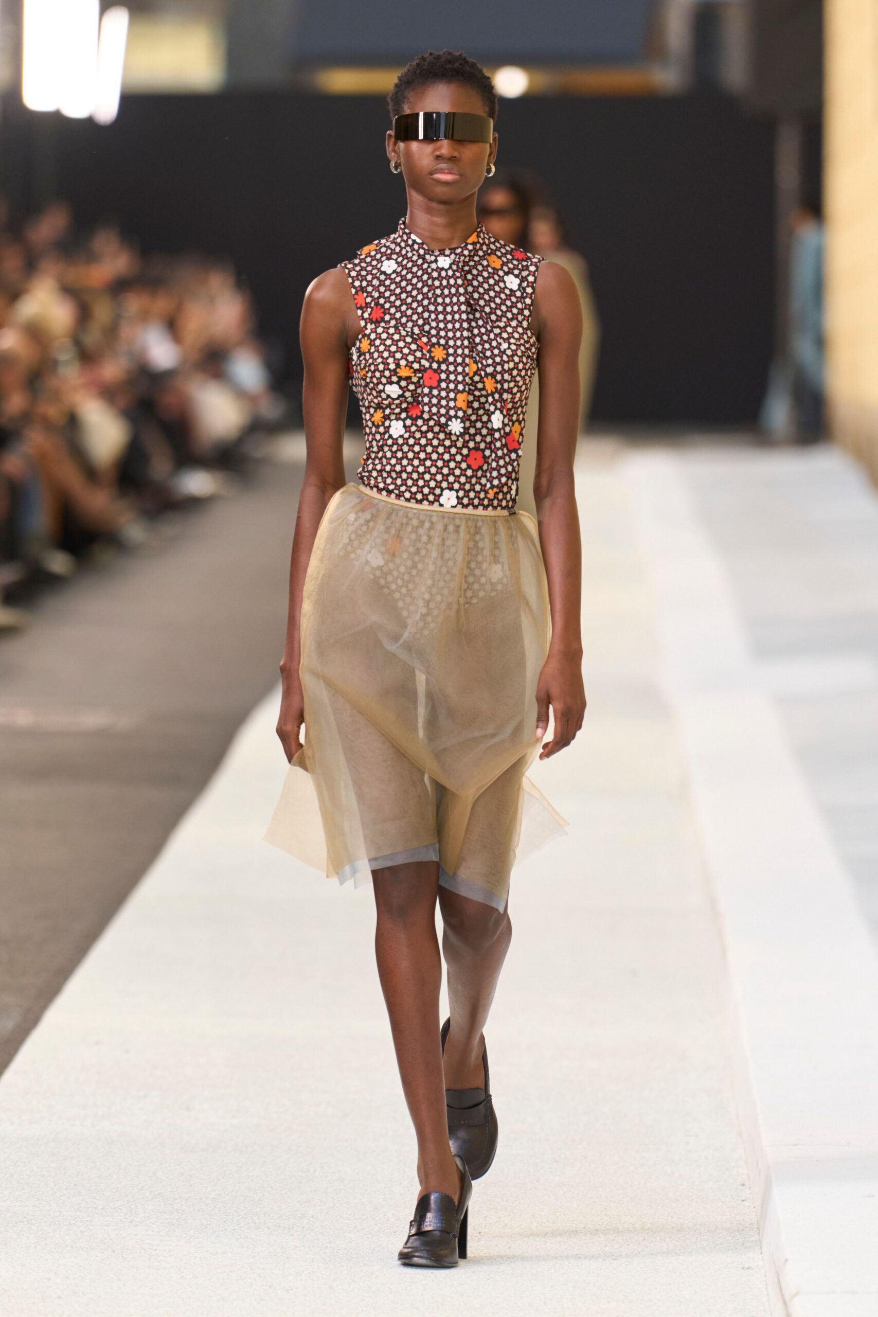 beige tulle relaxed layered sheer skirt