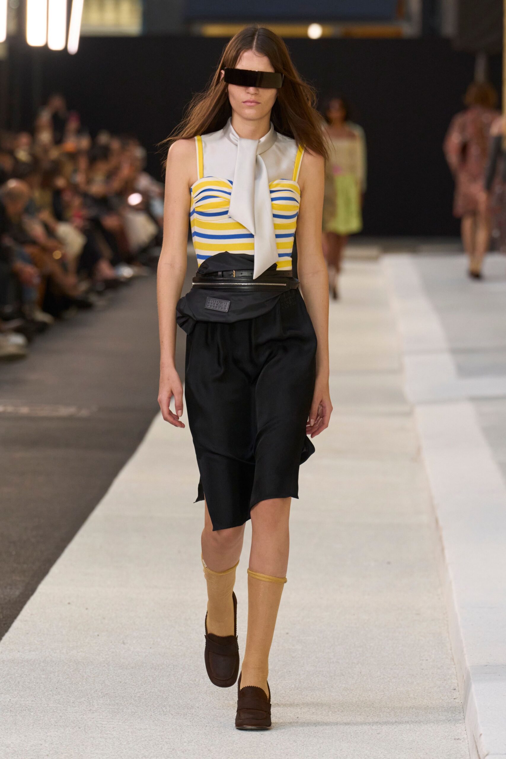 black silk asymmetric relaxed high-waisted skirt