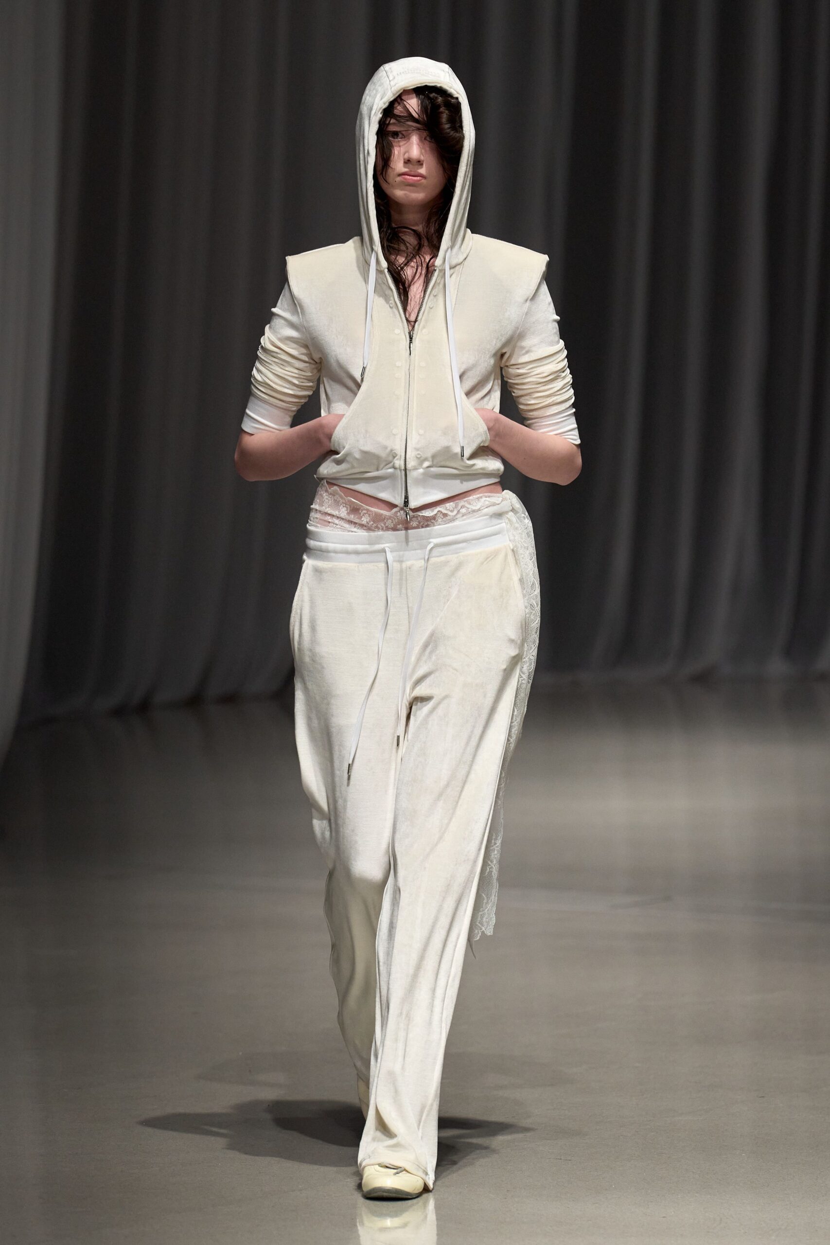 white relaxed hoodie and pants