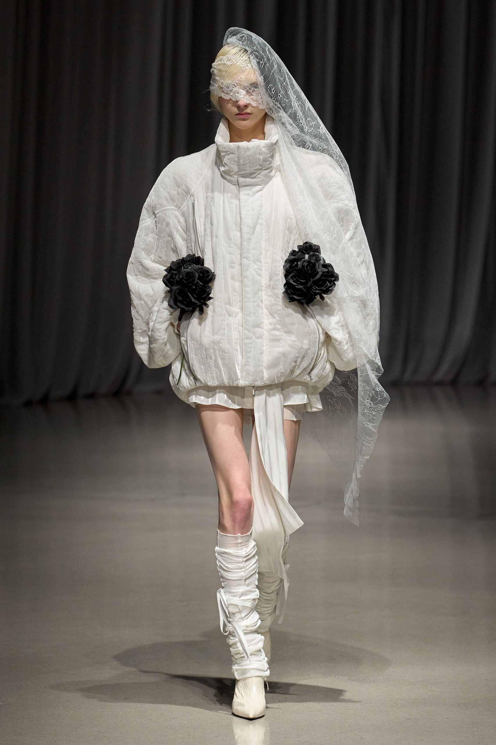 white oversized jacket with veil