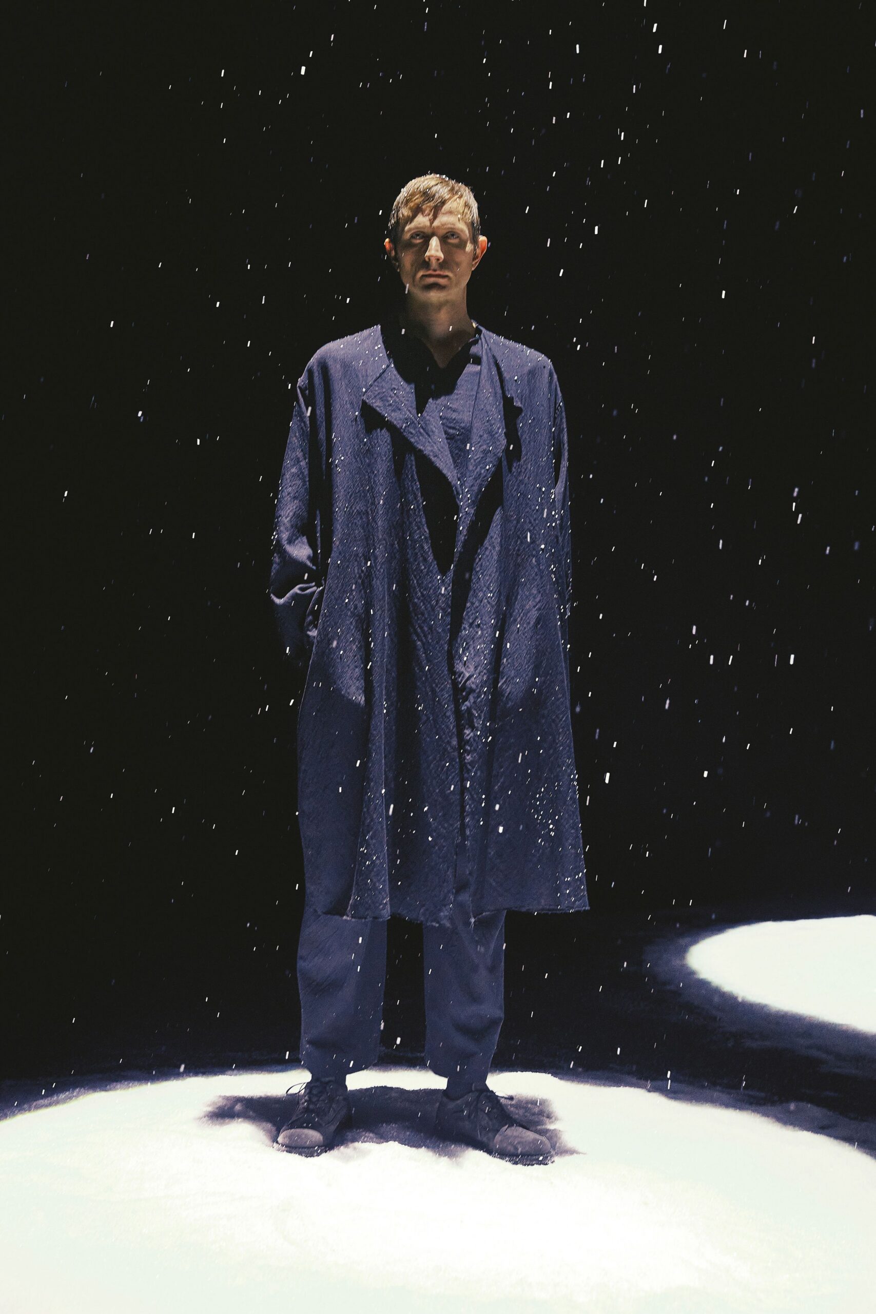 blue relaxed coat with pants