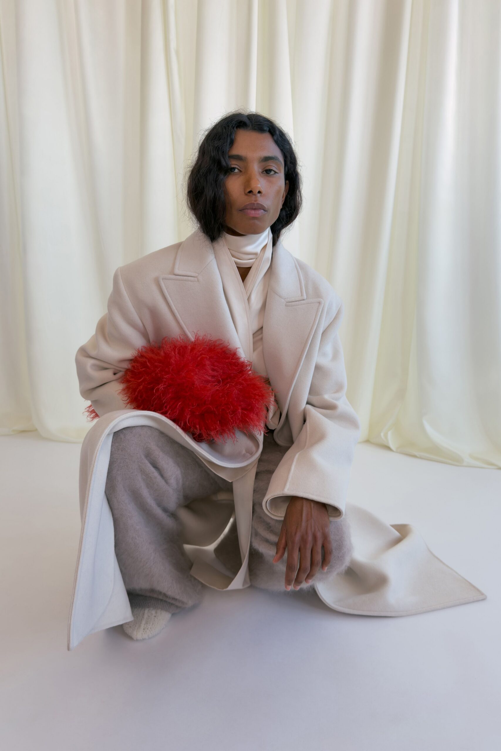 red fur bag