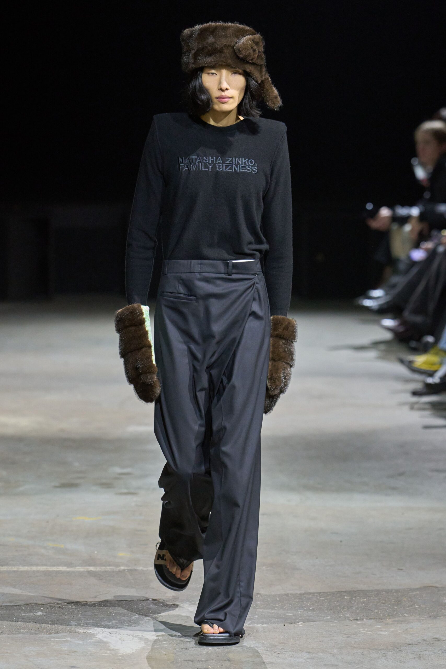 brown fur gloves