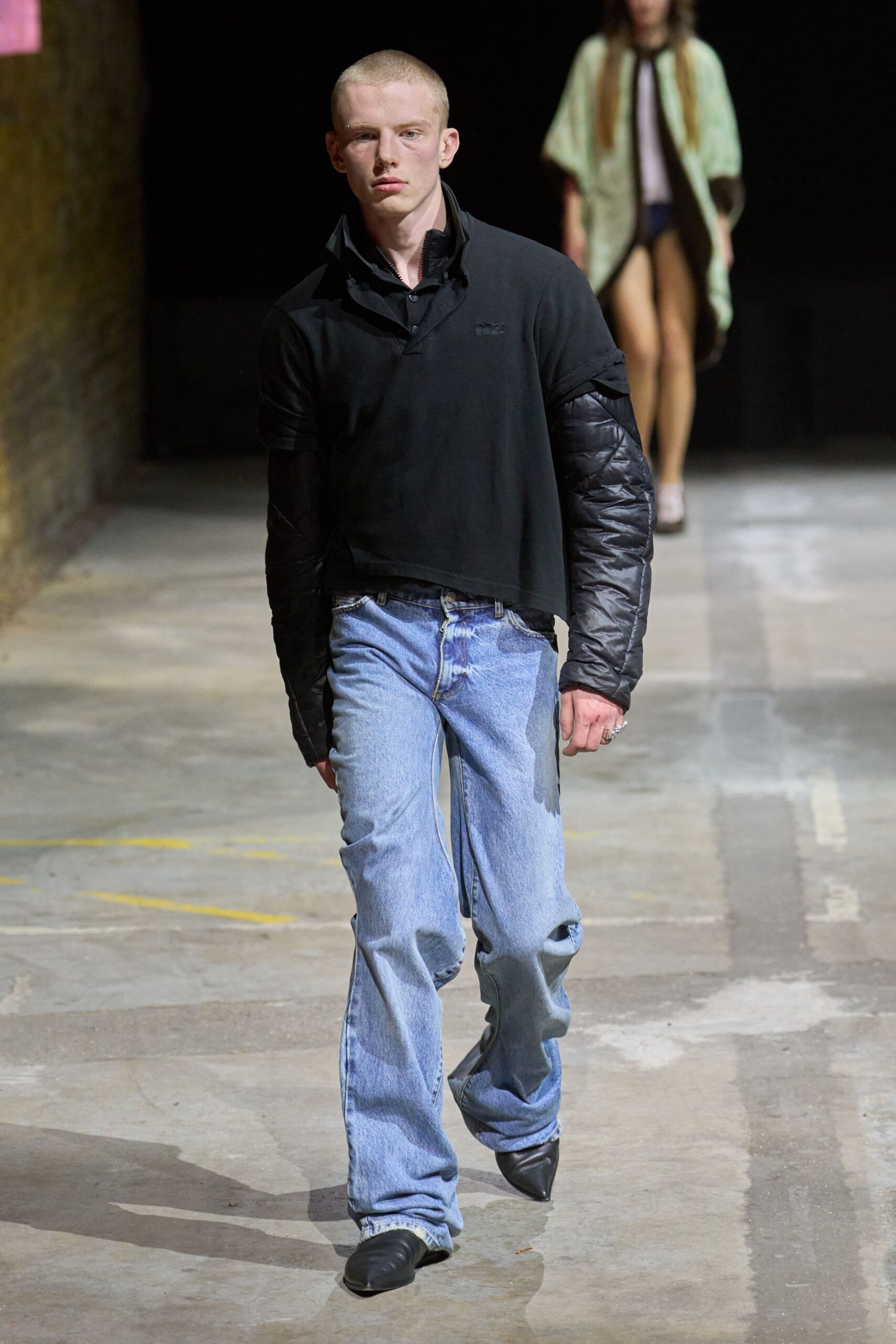 black fitted top with relaxed jacket
