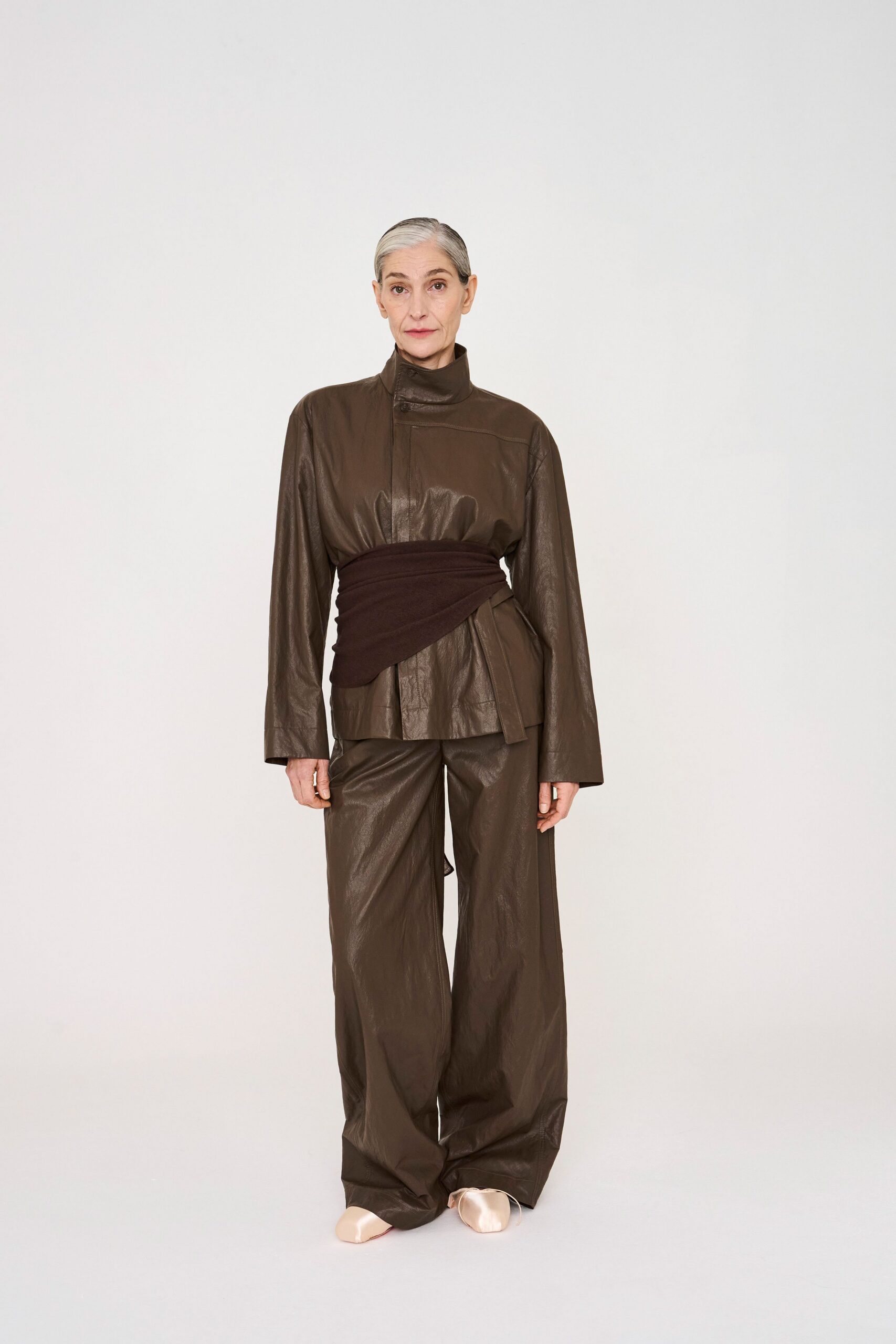brown leather jacket and pants
