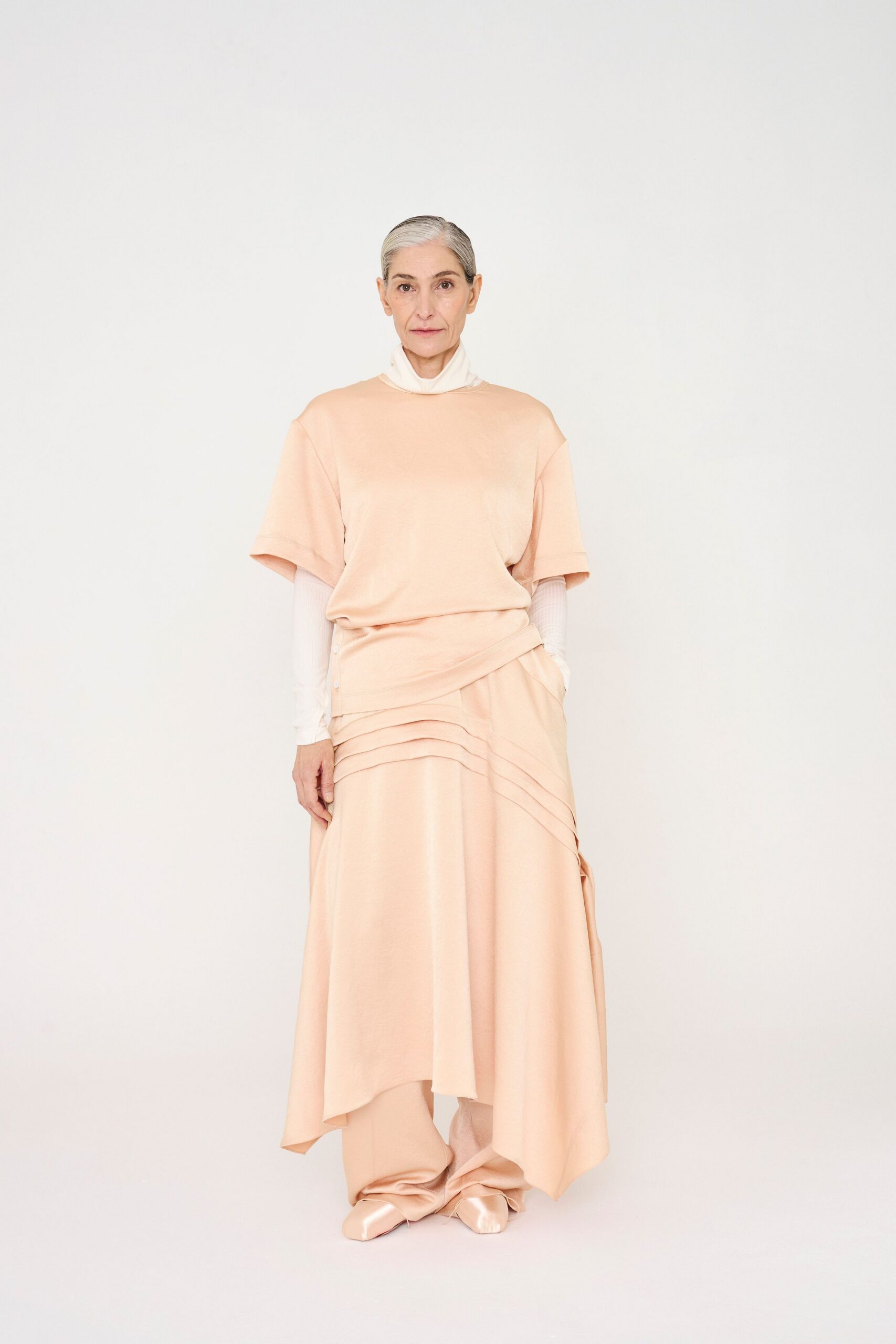 coral cotton short-sleeve collared relaxed layered top